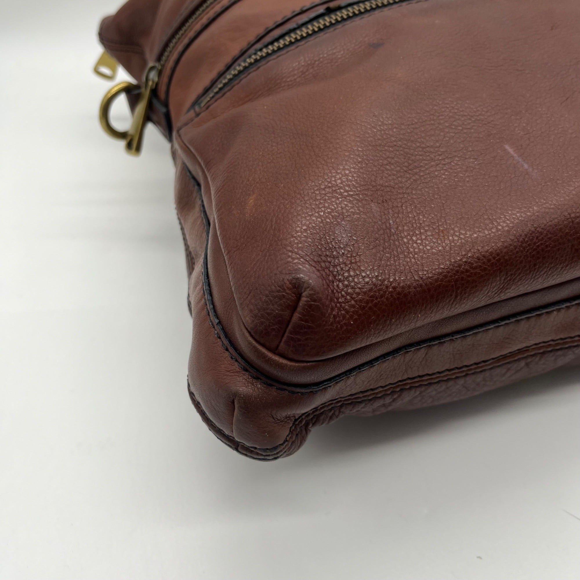 Fossil Brown Explorer Foldover Crossbody Bag