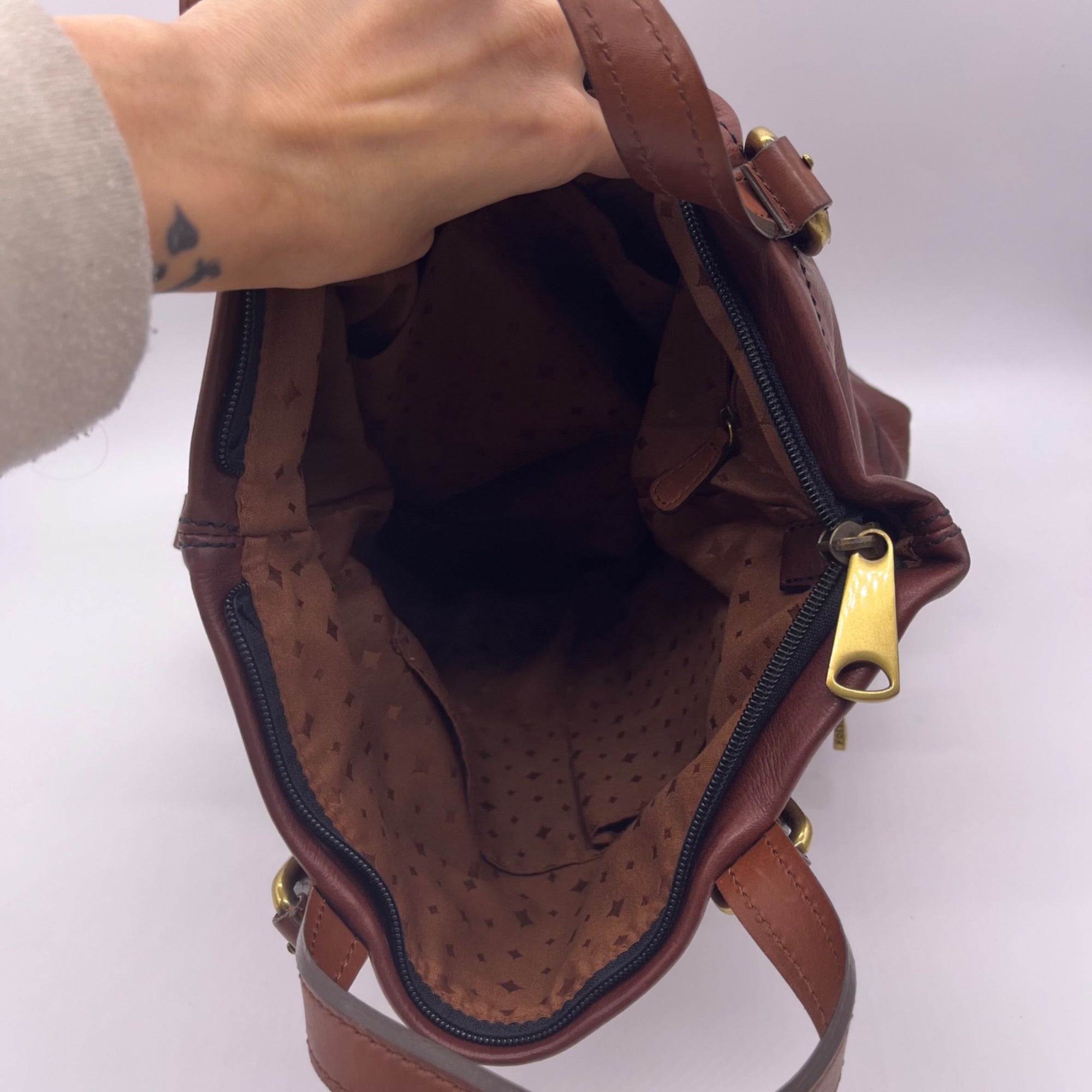 Fossil Brown Explorer Foldover Crossbody Bag