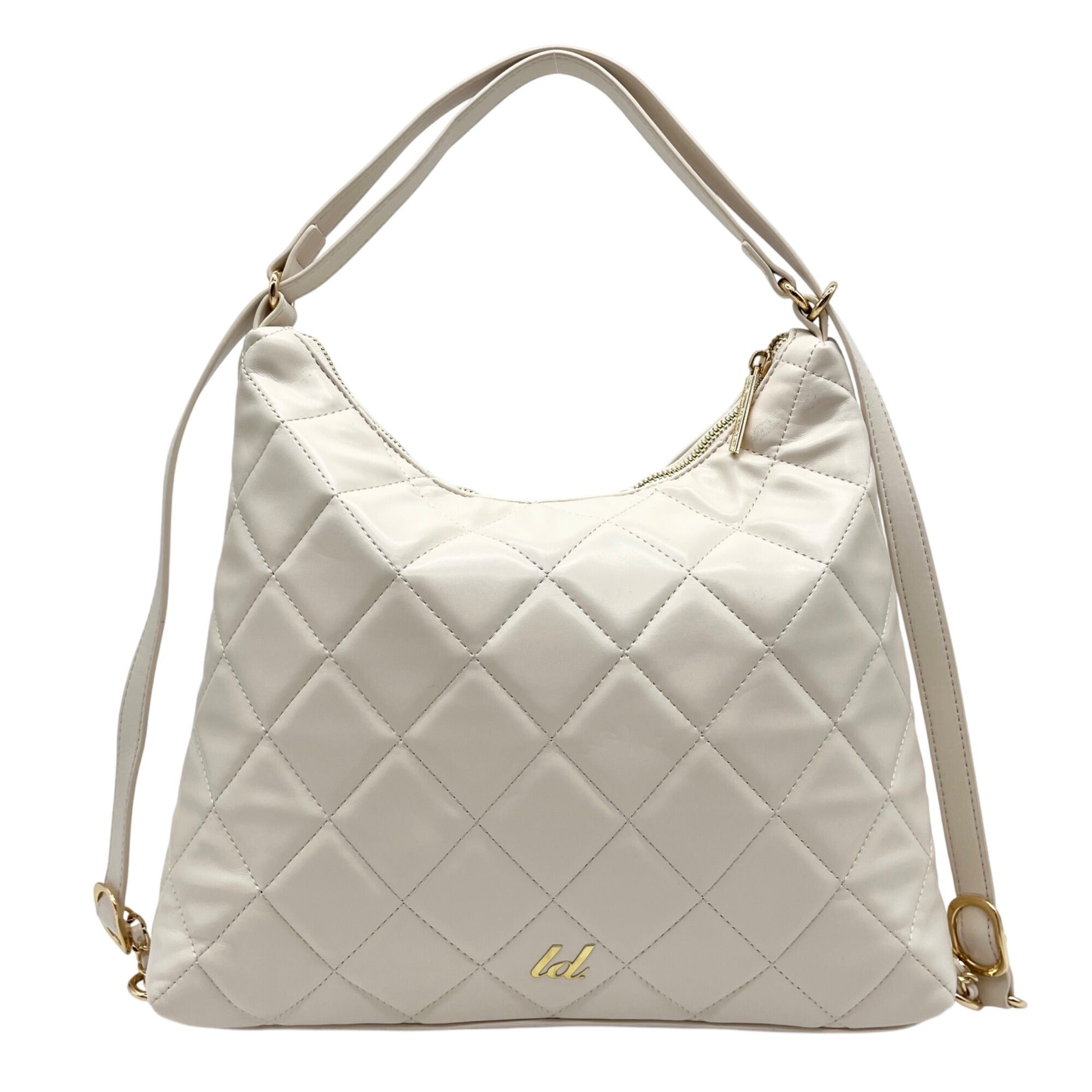 Like Dreams Ivory Quilted Convertible Shoulder Bag With Wallet