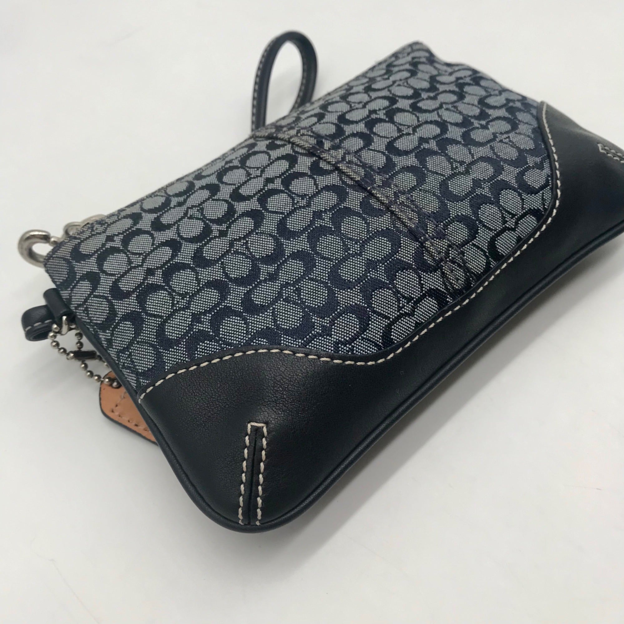 Coach Blue Signature C Monogram Canvas Mini Wristlet