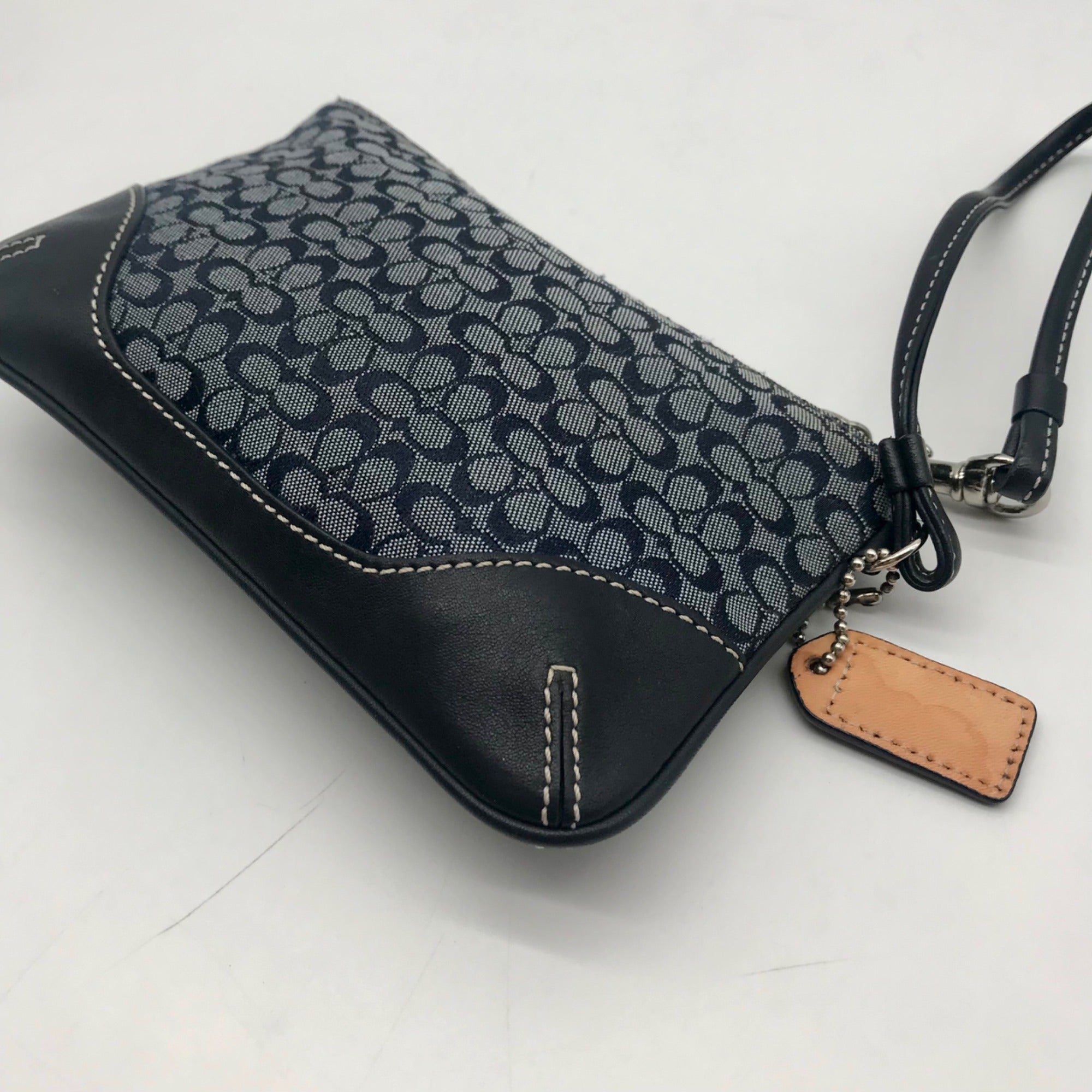 Coach Blue Signature C Monogram Canvas Mini Wristlet