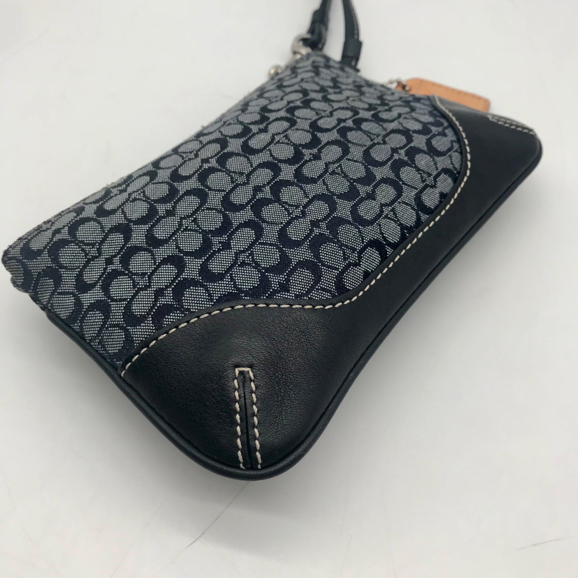 Coach Blue Signature C Monogram Canvas Mini Wristlet