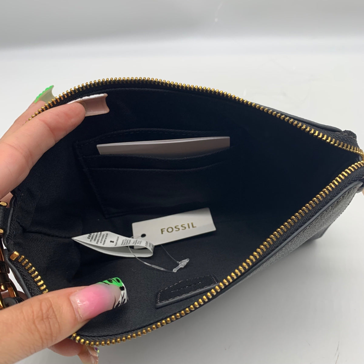 Fossil Black Leather Wristlet