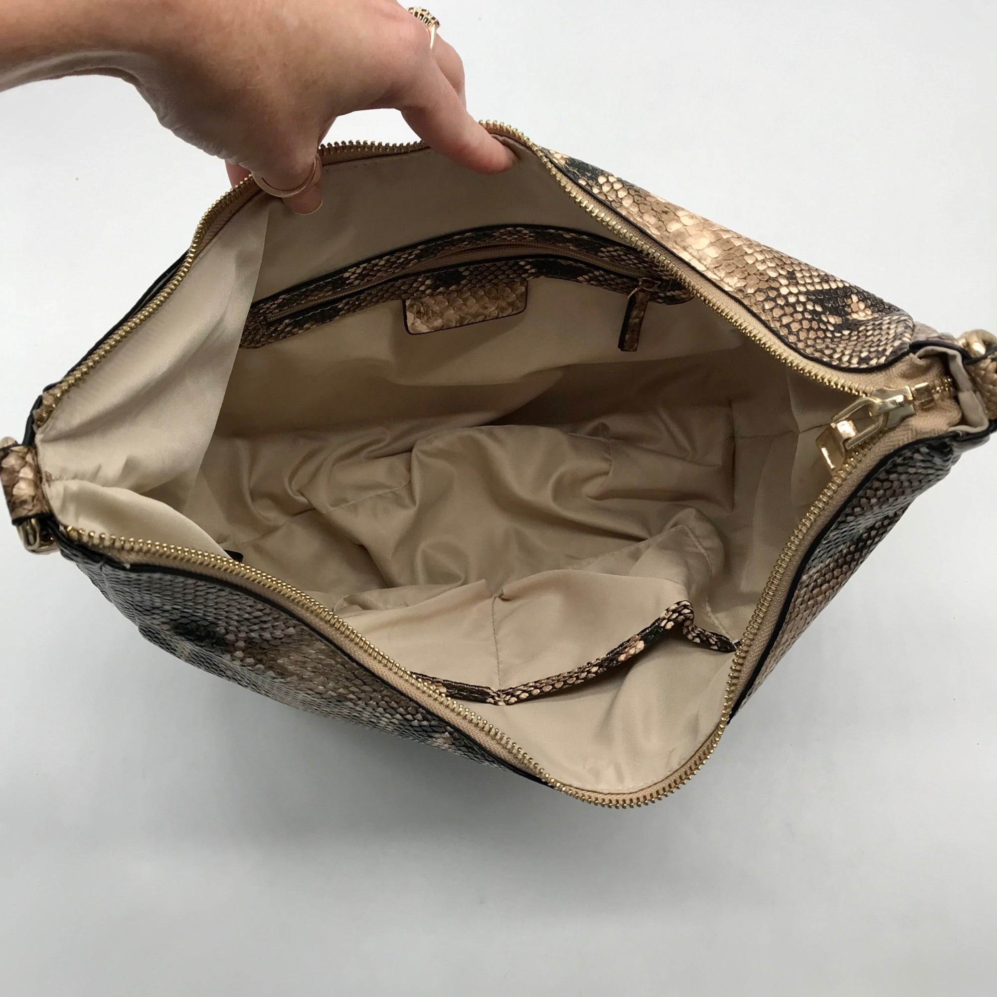 I.N.C. International Concepts Camel Snake Embossed Crossbody Bag