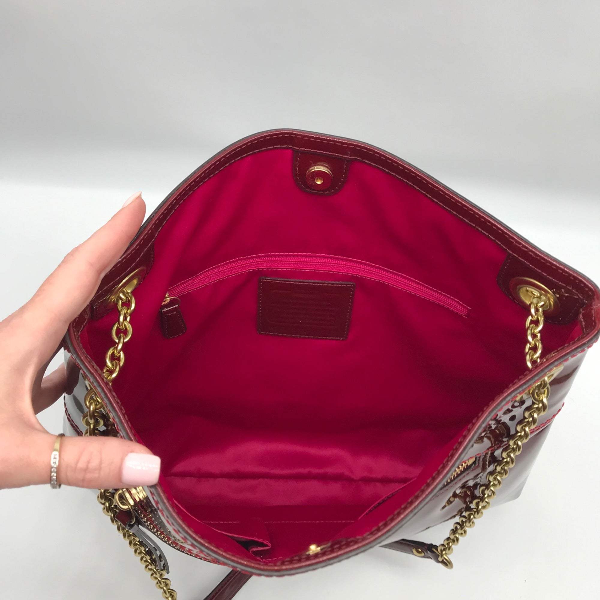 Coach Crimson Patent Leather Poppy Convertible Shoulder Bag 21583