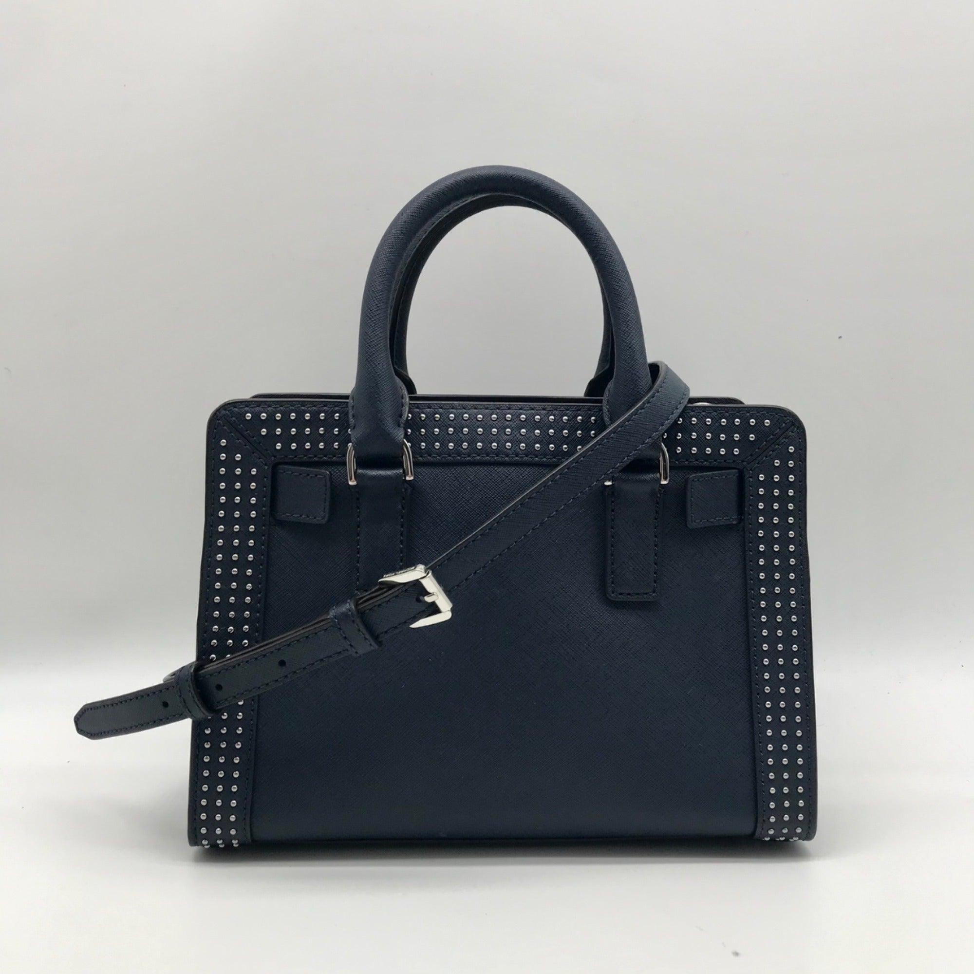 Michael Kors Navy Blue Saffiano Leather Dillon Small Satchel Bag