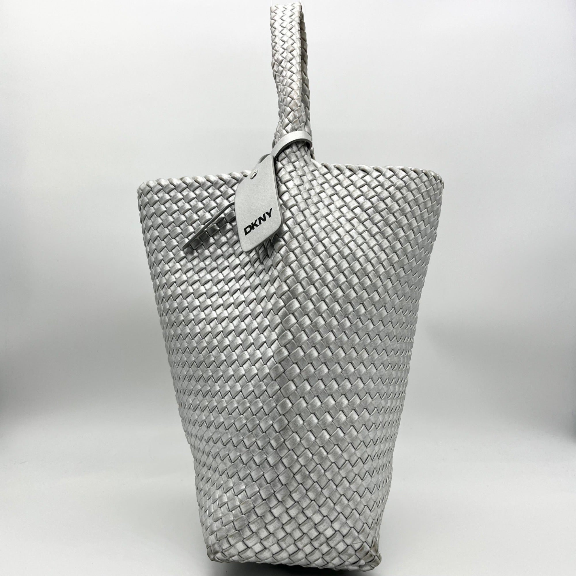 DKNY Silver Basket Weave Giselle Hobo Shoulder Bag