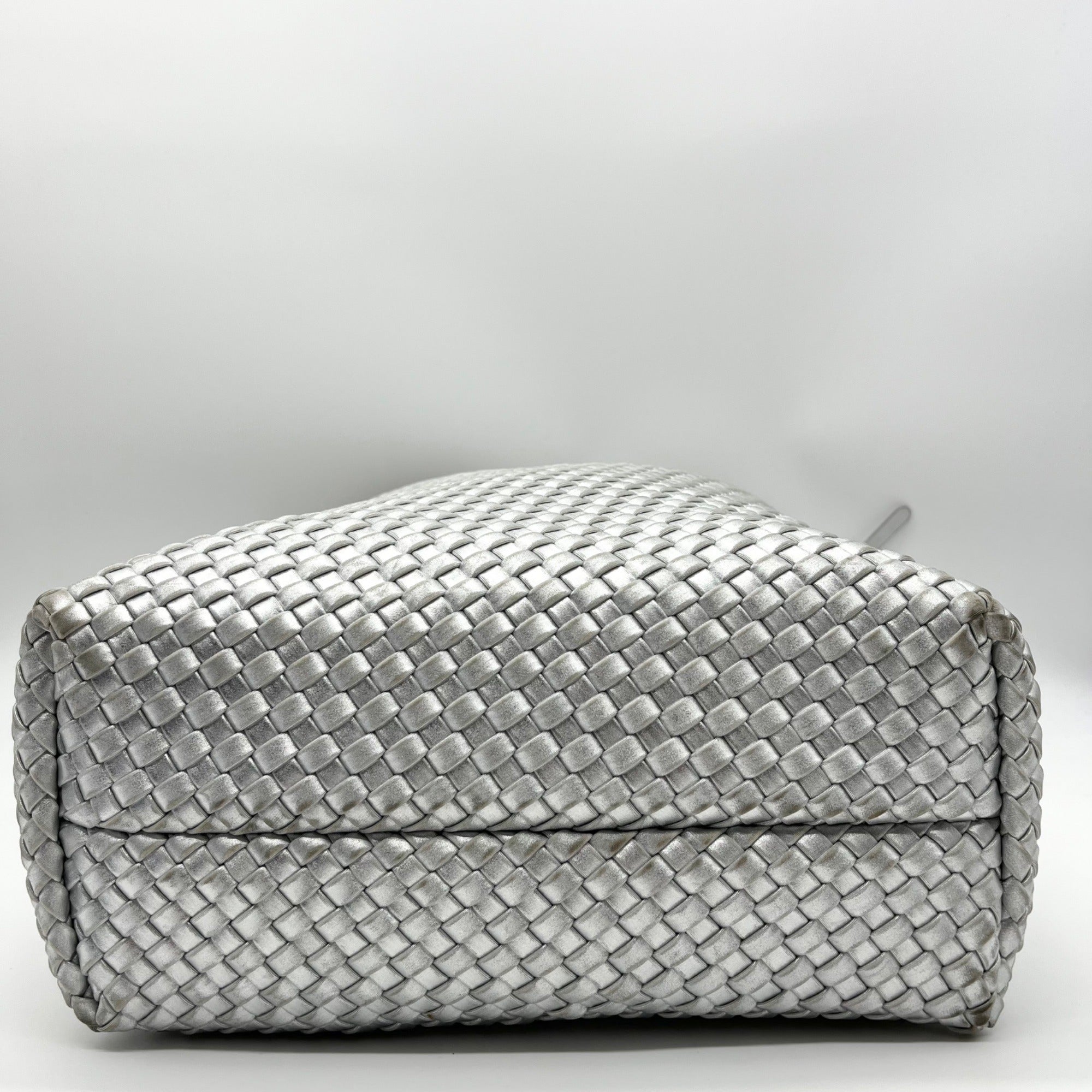DKNY Silver Basket Weave Giselle Hobo Shoulder Bag