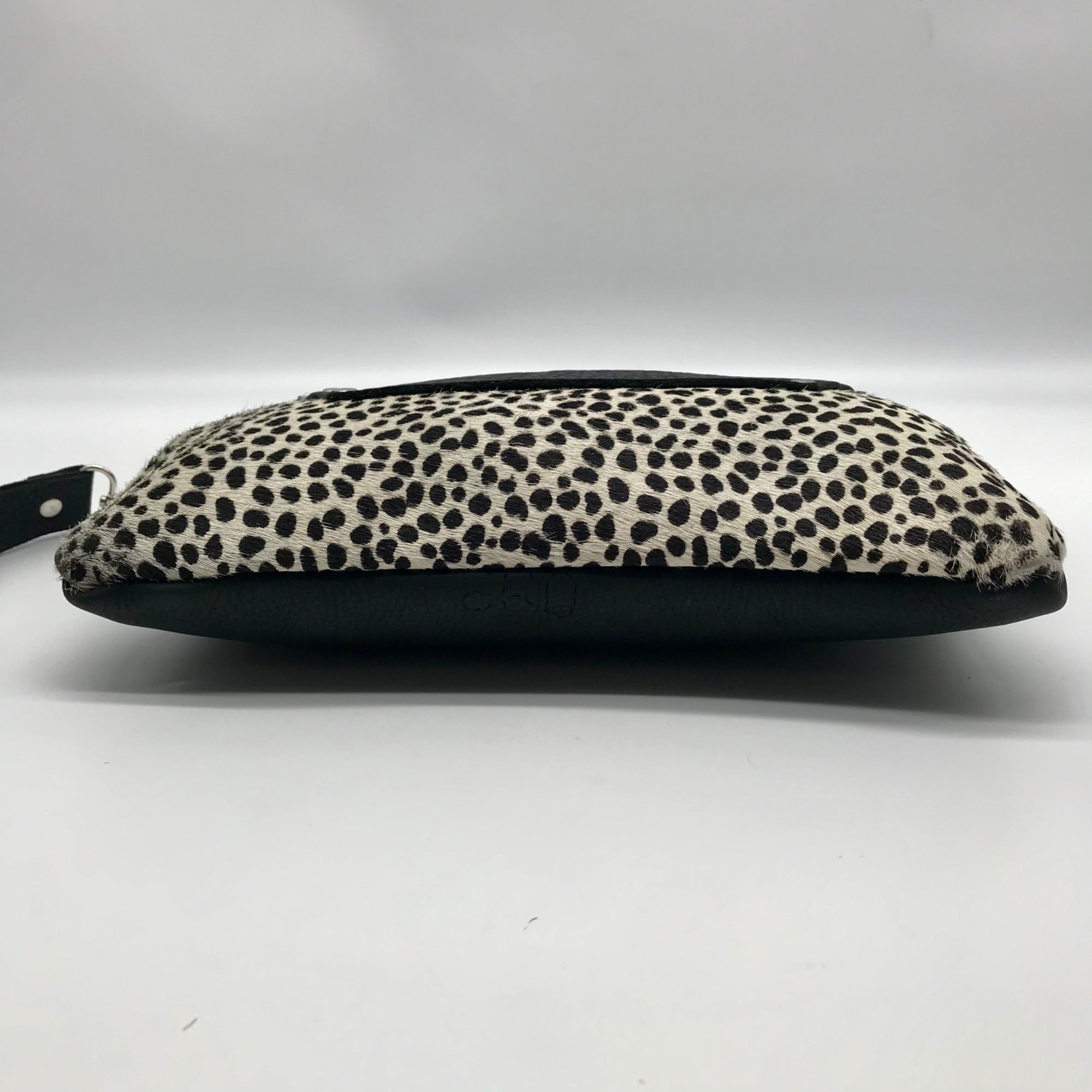 Raleigh Leather Black Cheetah Convertible Clutch