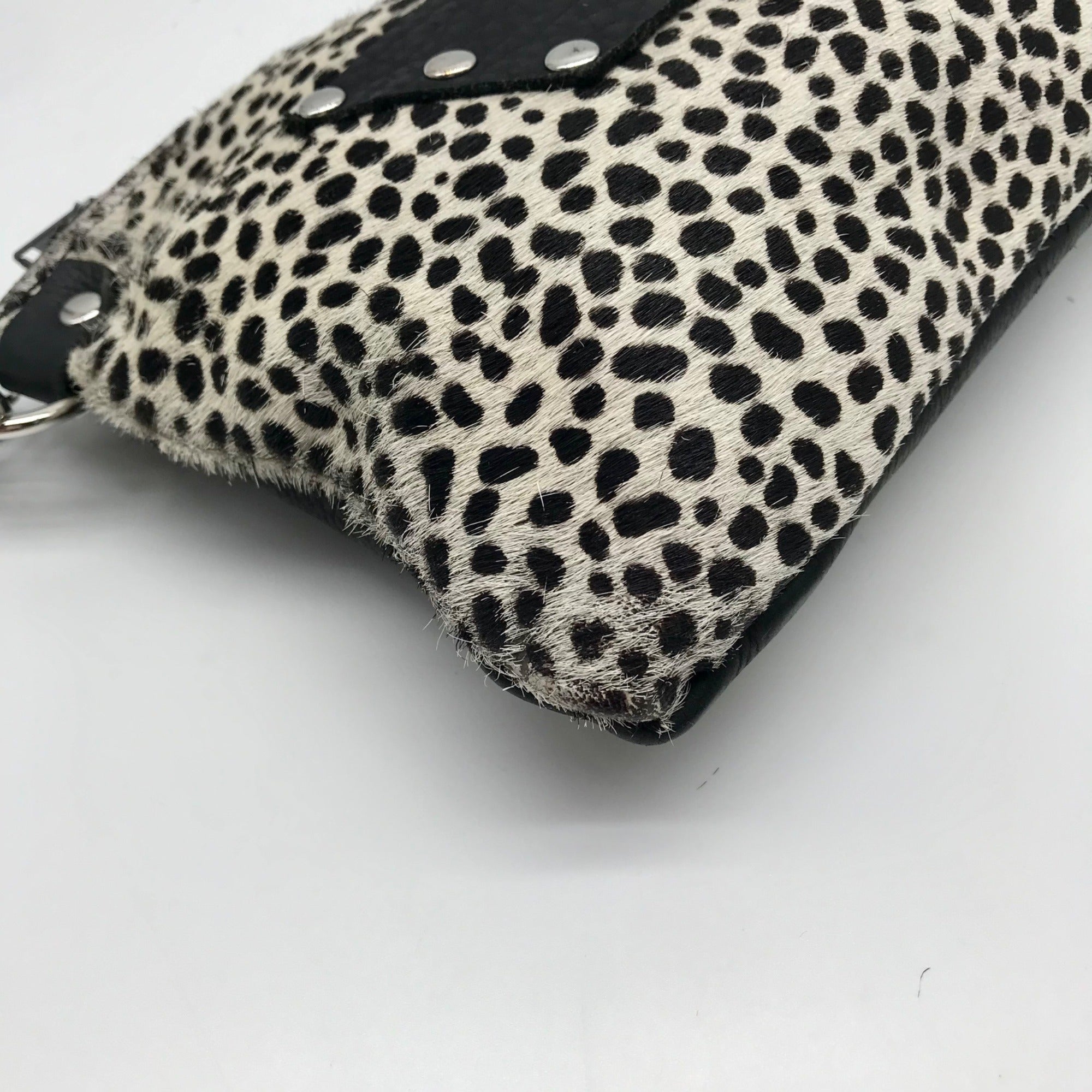 Raleigh Leather Black Cheetah Convertible Clutch