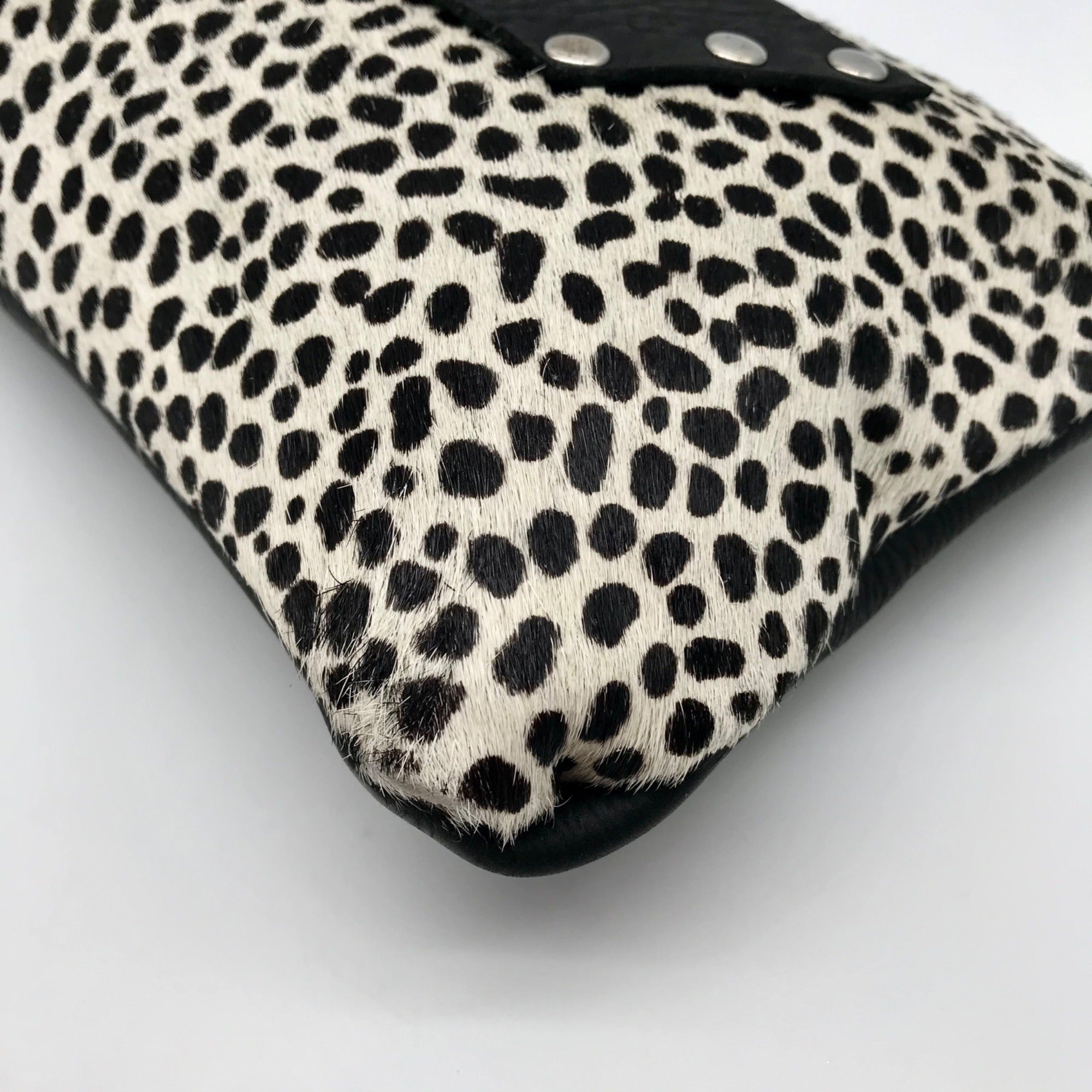 Raleigh Leather Black Cheetah Convertible Clutch