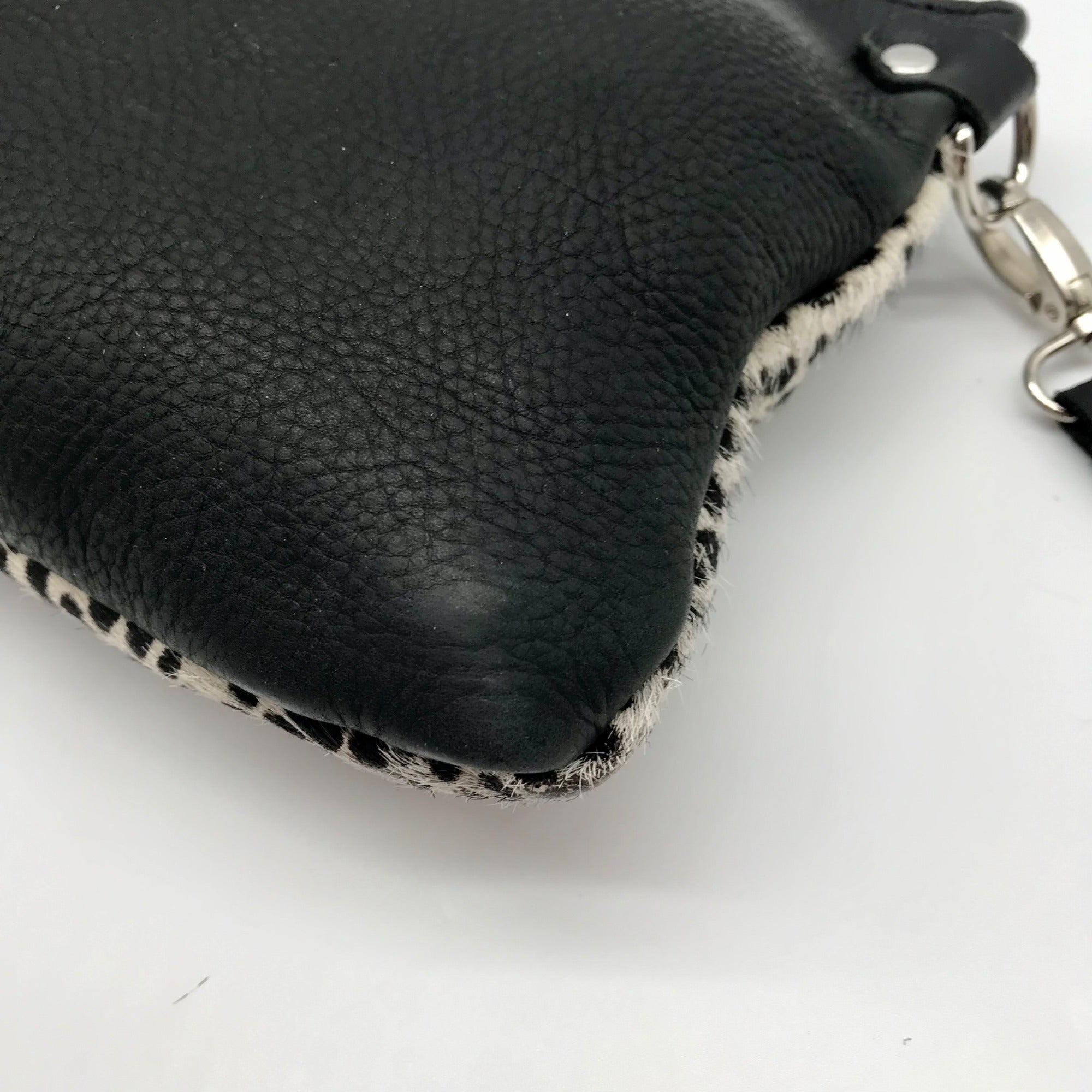 Raleigh Leather Black Cheetah Convertible Clutch