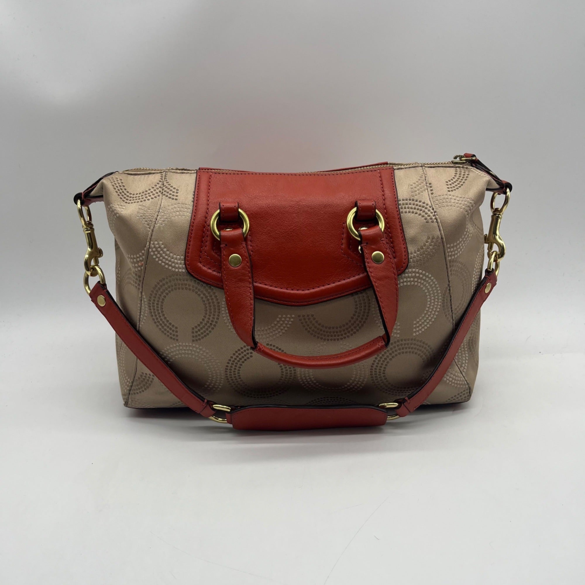 Coach Beige Ashley Dotted Op Art Satchel-F20027