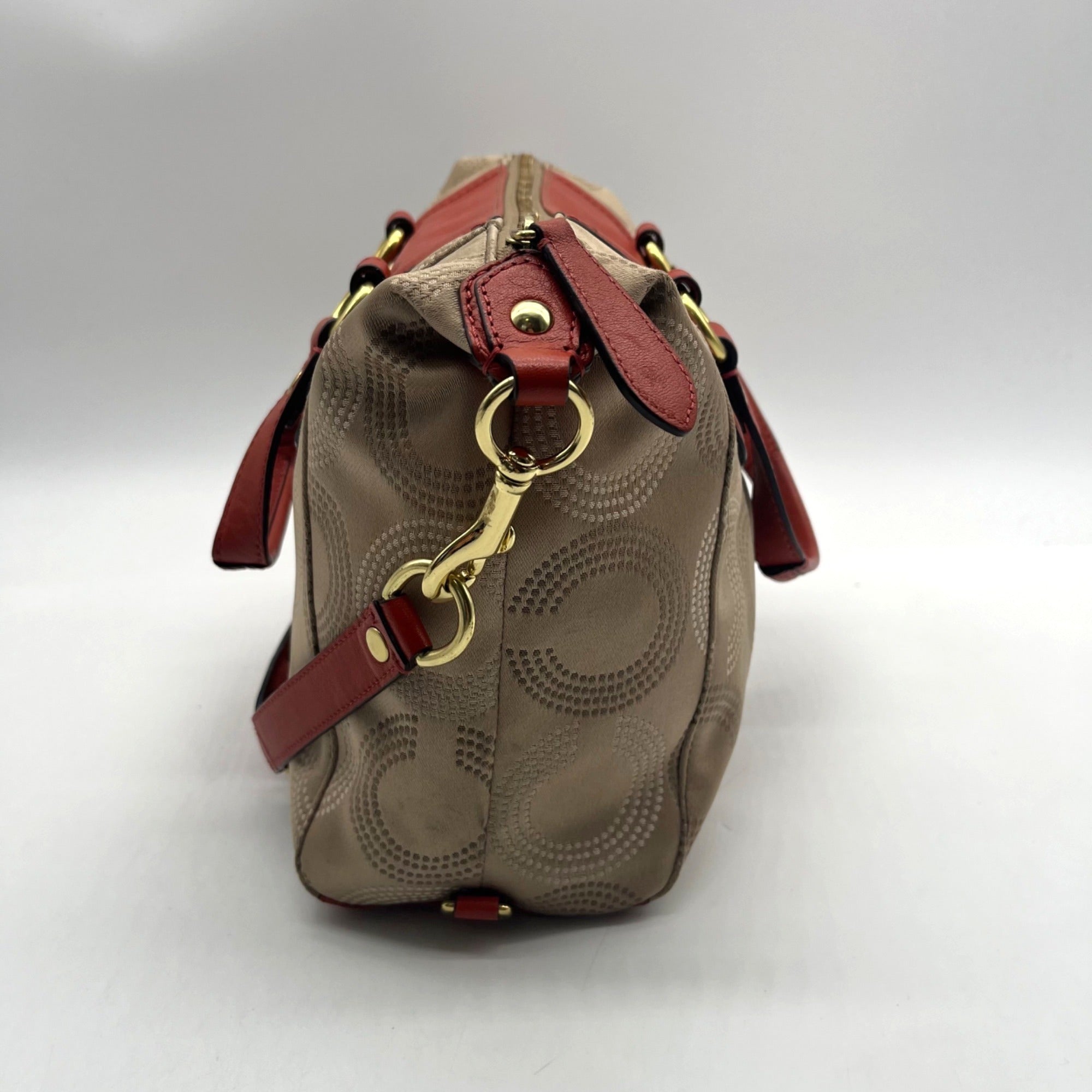 Coach Beige Ashley Dotted Op Art Satchel-F20027