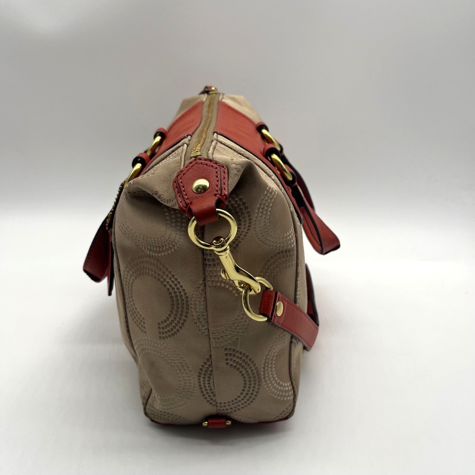 Coach Beige Ashley Dotted Op Art Satchel-F20027