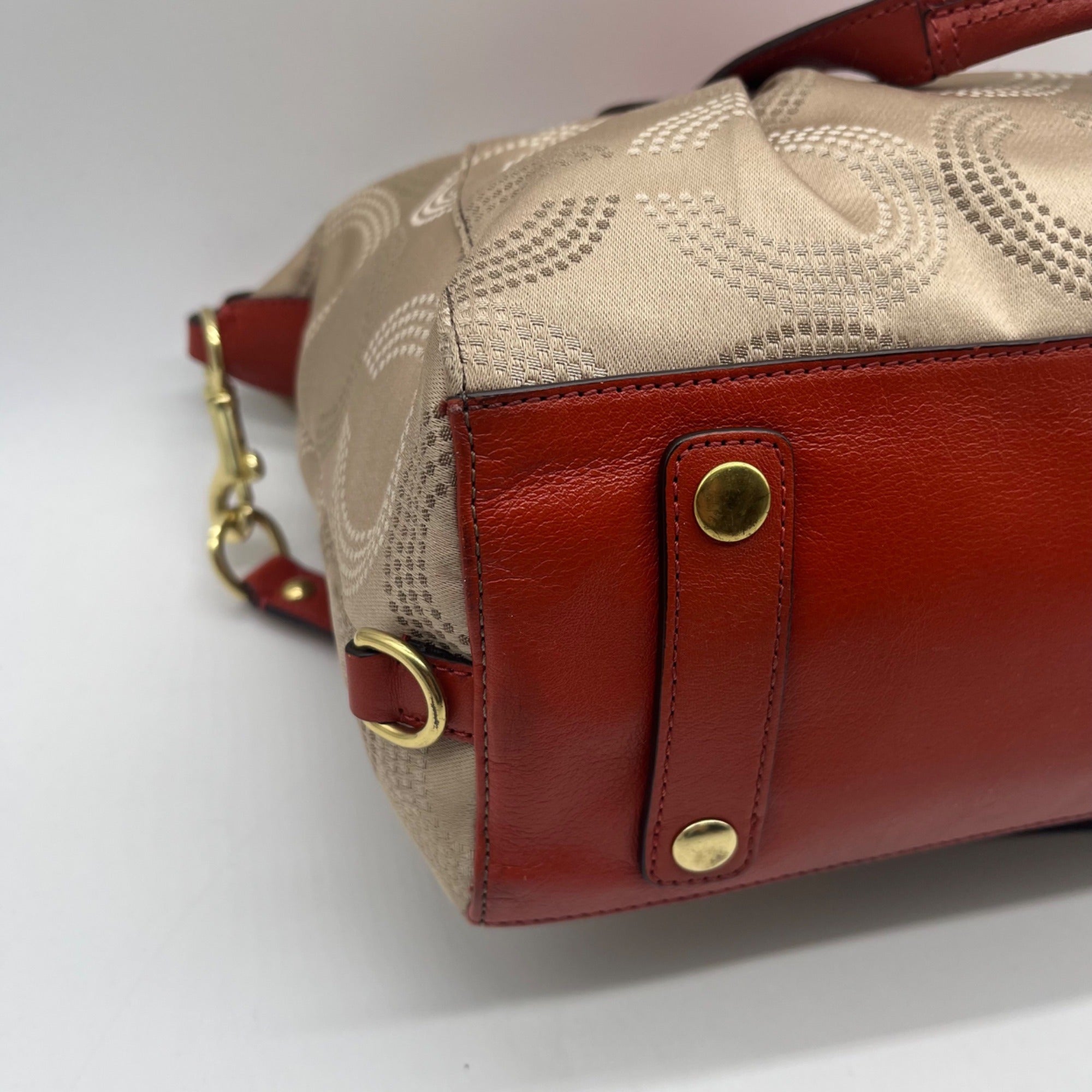 Coach Beige Ashley Dotted Op Art Satchel-F20027