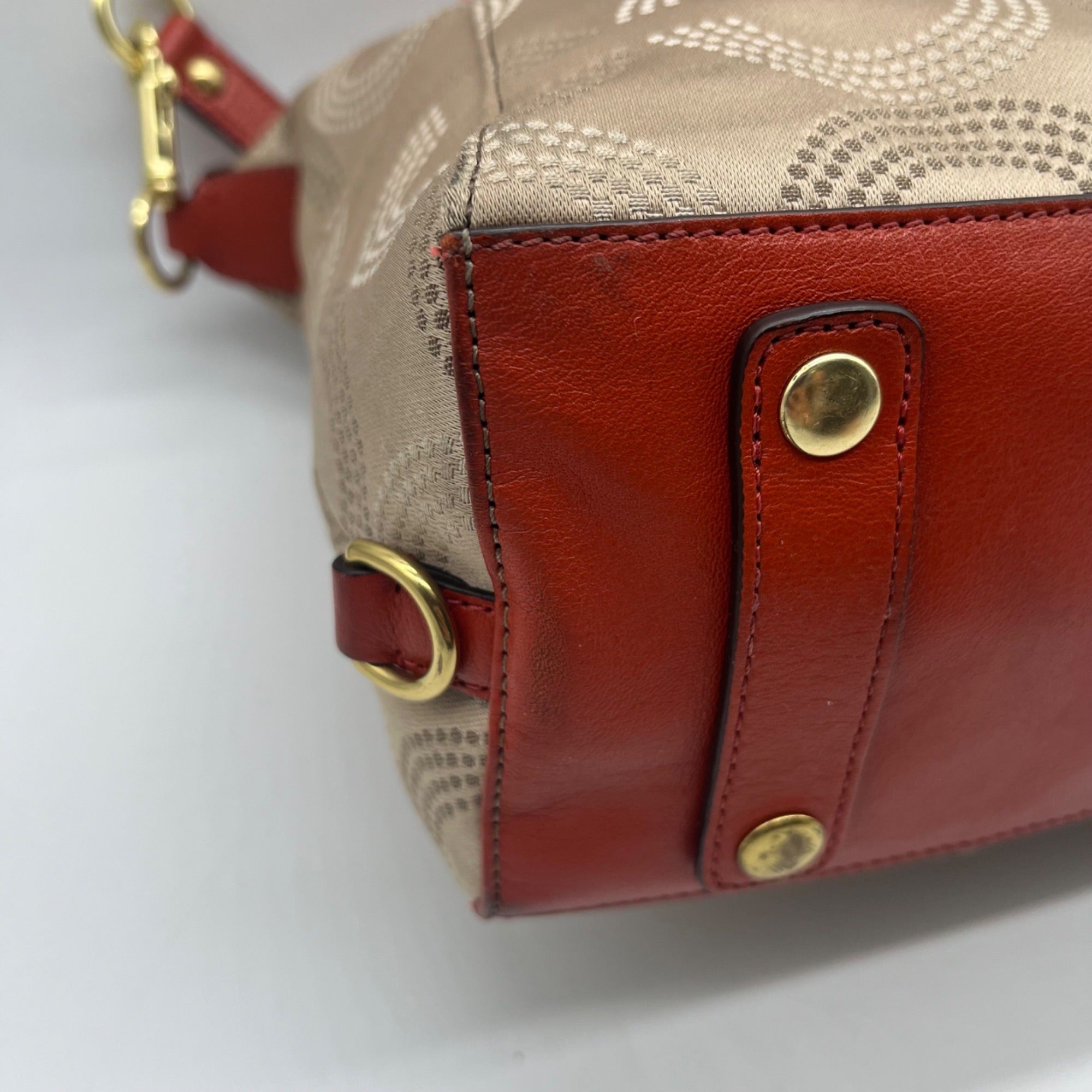 Coach Beige Ashley Dotted Op Art Satchel-F20027