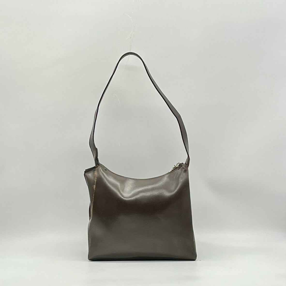 Mazzini Brown Leather Structured Shoulder Bag