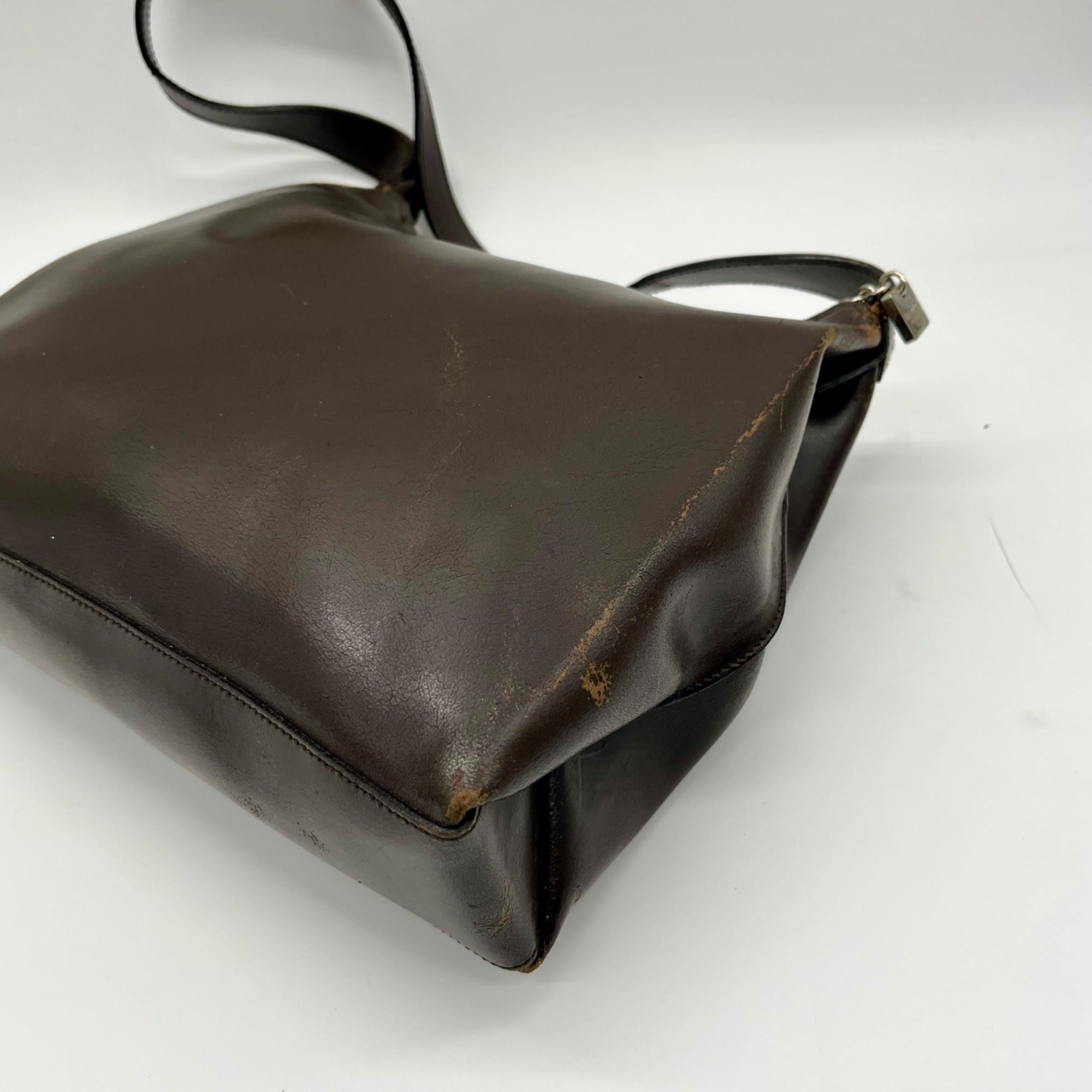 Mazzini Brown Leather Structured Shoulder Bag