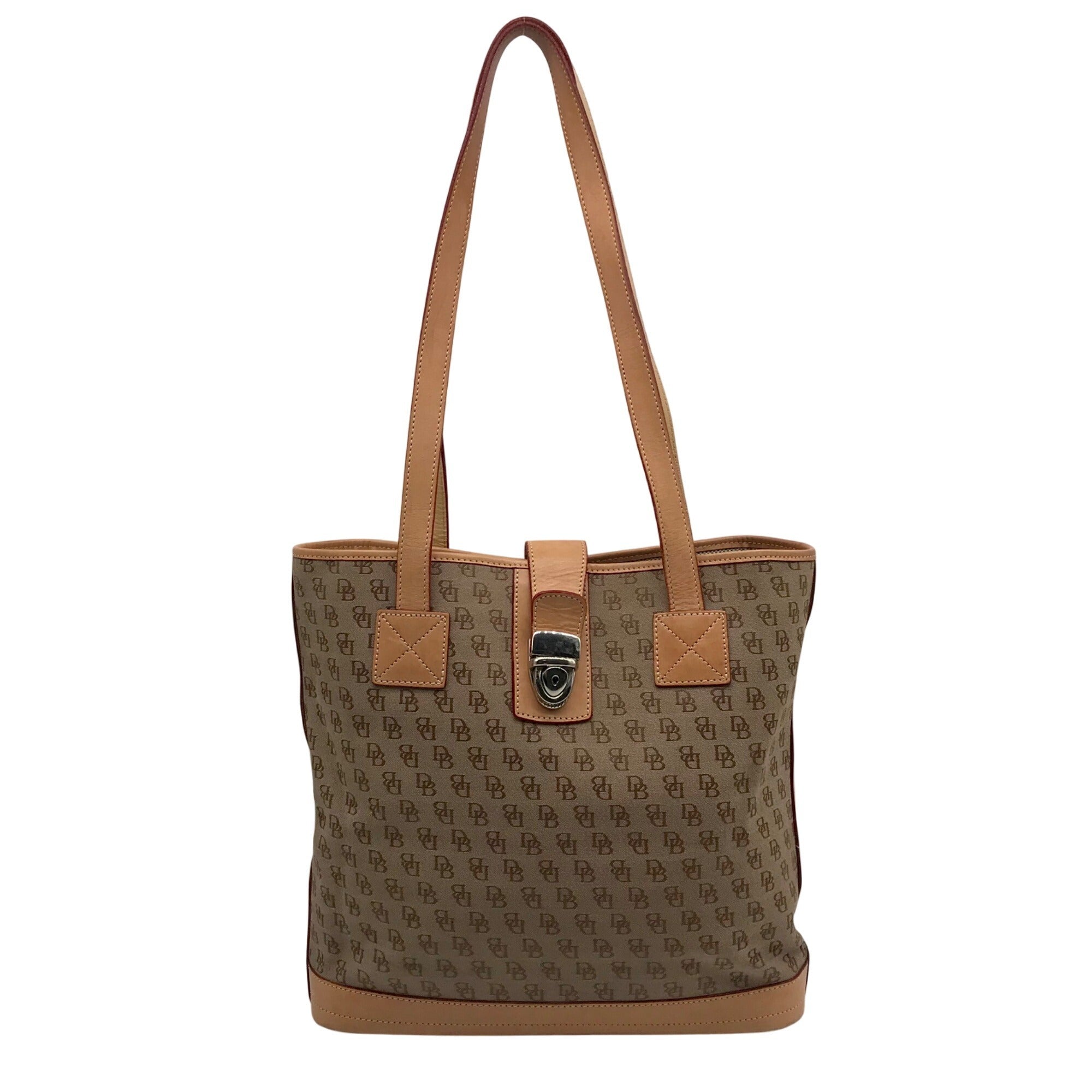 Dooney &amp; Bourke Tan &amp; Brown Monogram Canvas Vintage Tote