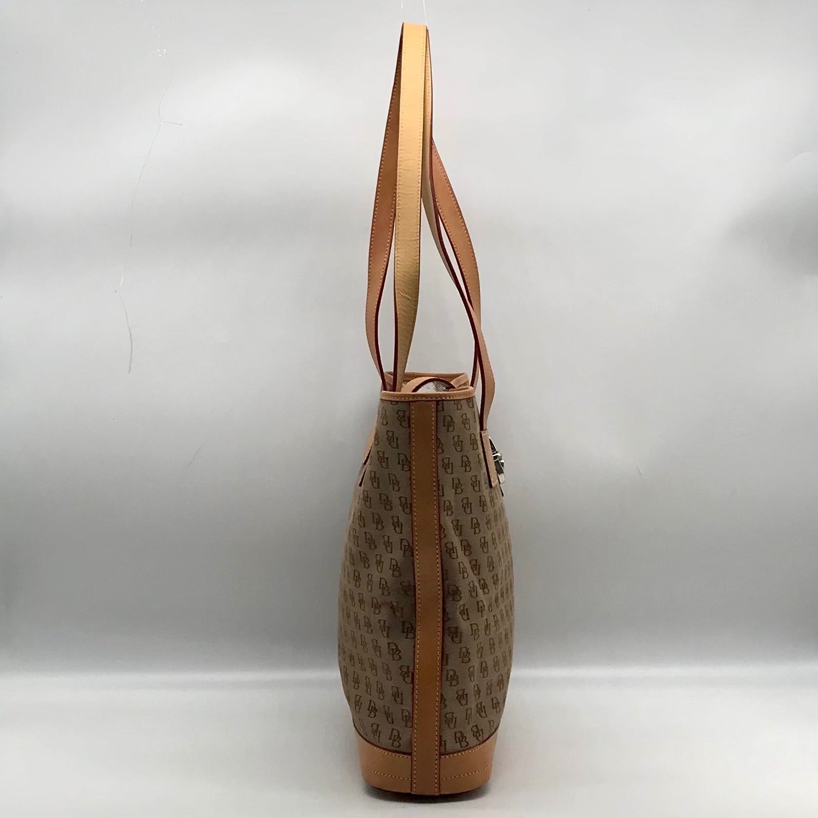 Dooney &amp; Bourke Tan &amp; Brown Monogram Canvas Vintage Tote