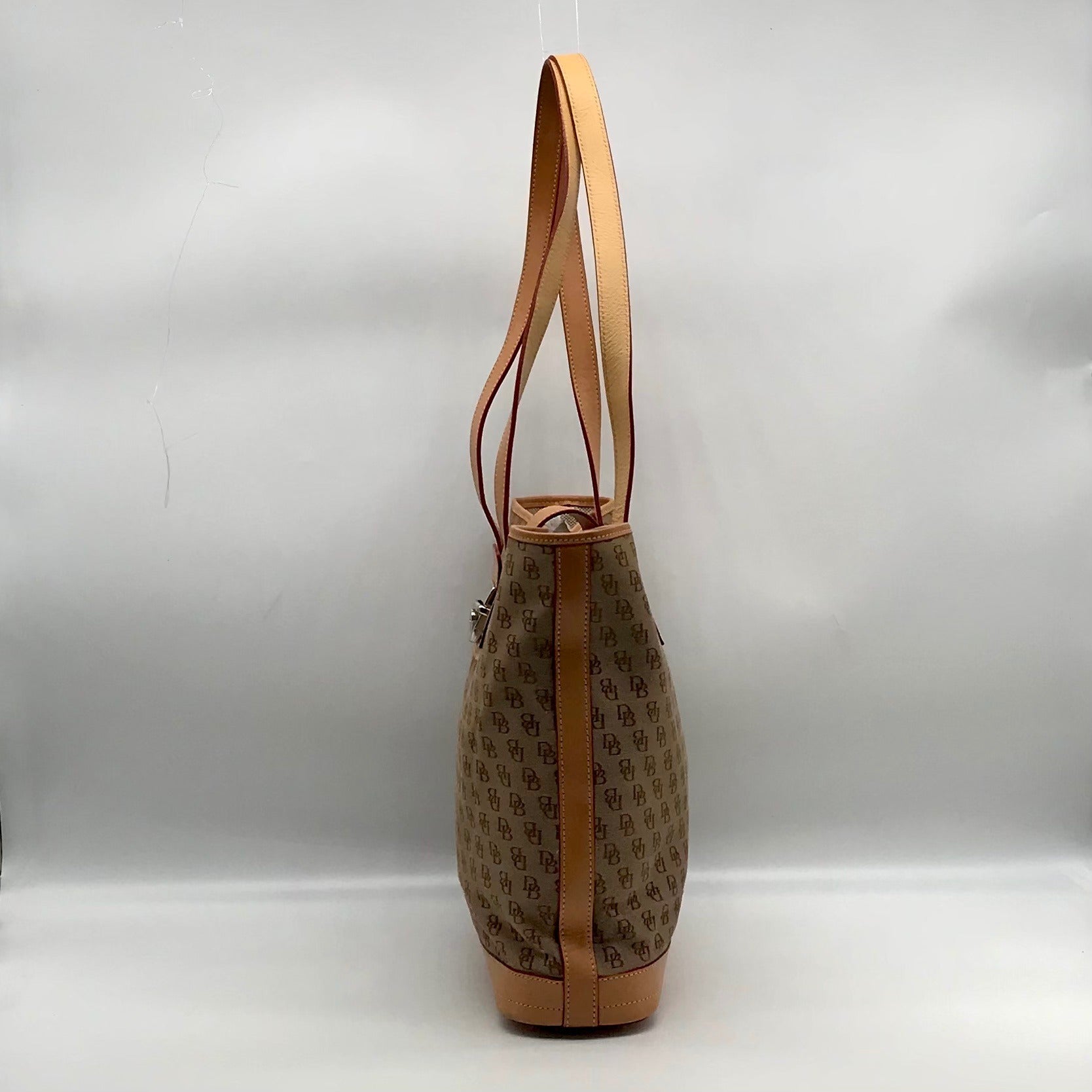 Dooney &amp; Bourke Tan &amp; Brown Monogram Canvas Vintage Tote