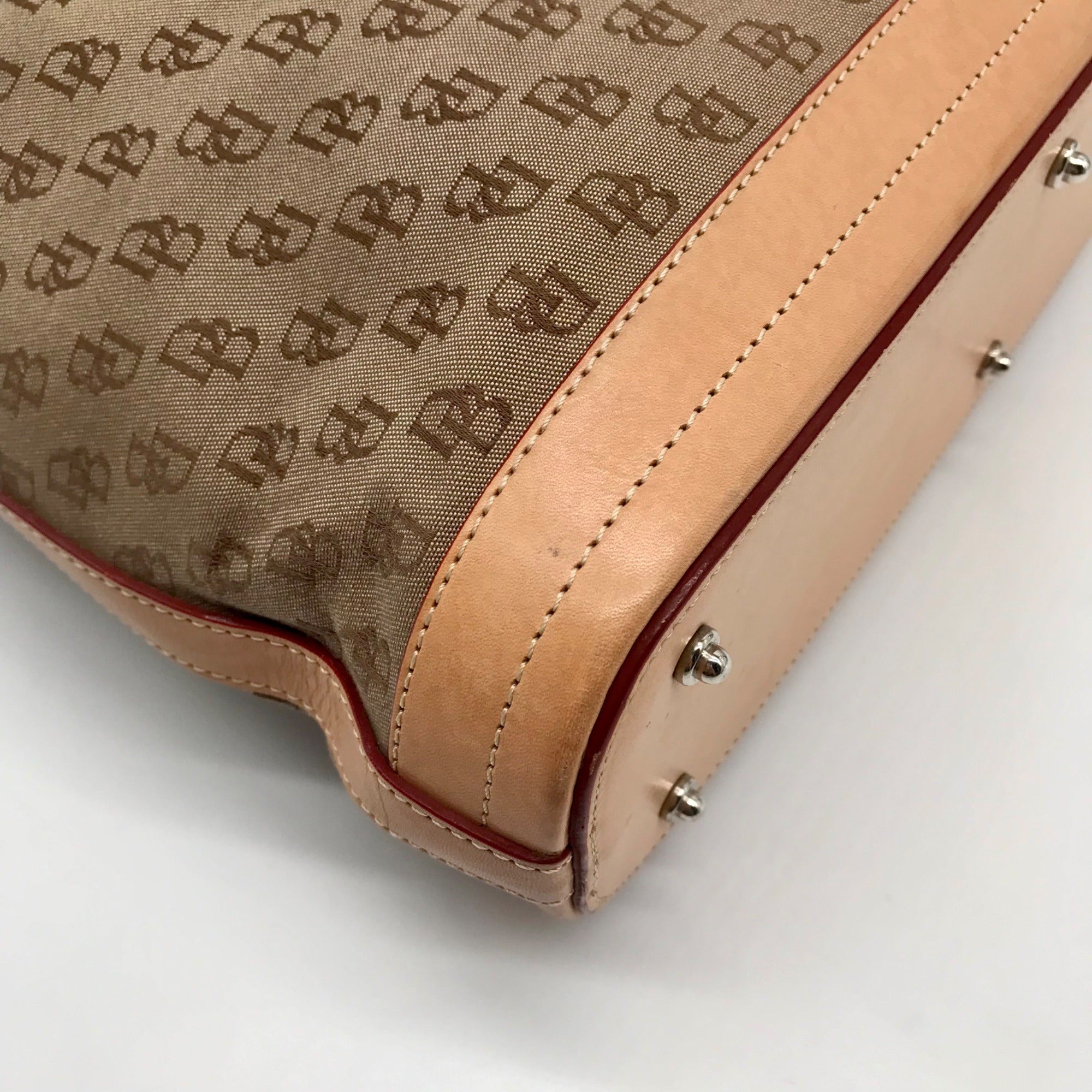 Dooney &amp; Bourke Tan &amp; Brown Monogram Canvas Vintage Tote