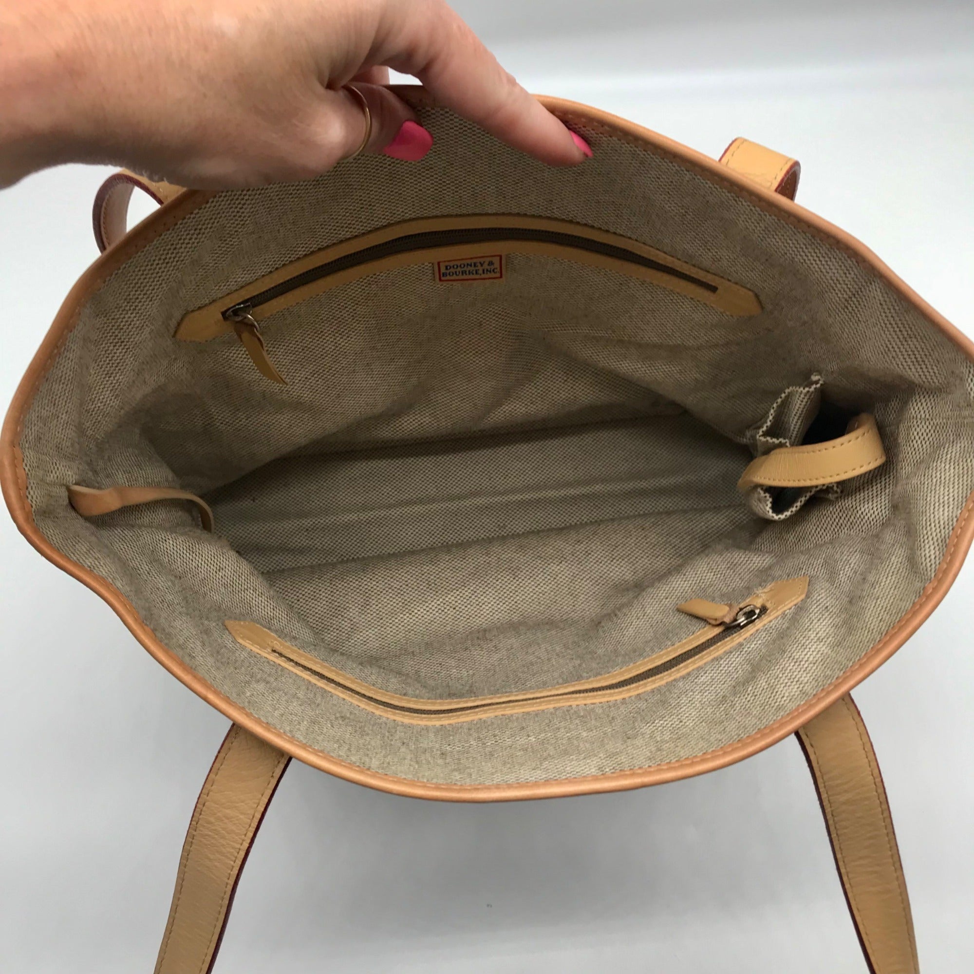 Dooney &amp; Bourke Tan &amp; Brown Monogram Canvas Vintage Tote
