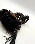 Francesco Brown Suede Embellished Crossbody Bag