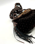 Francesco Brown Suede Embellished Crossbody Bag