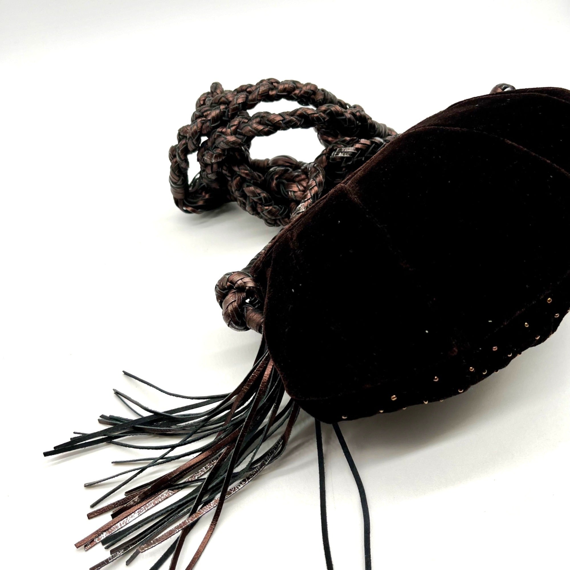 Francesco Brown Suede Embellished Crossbody Bag