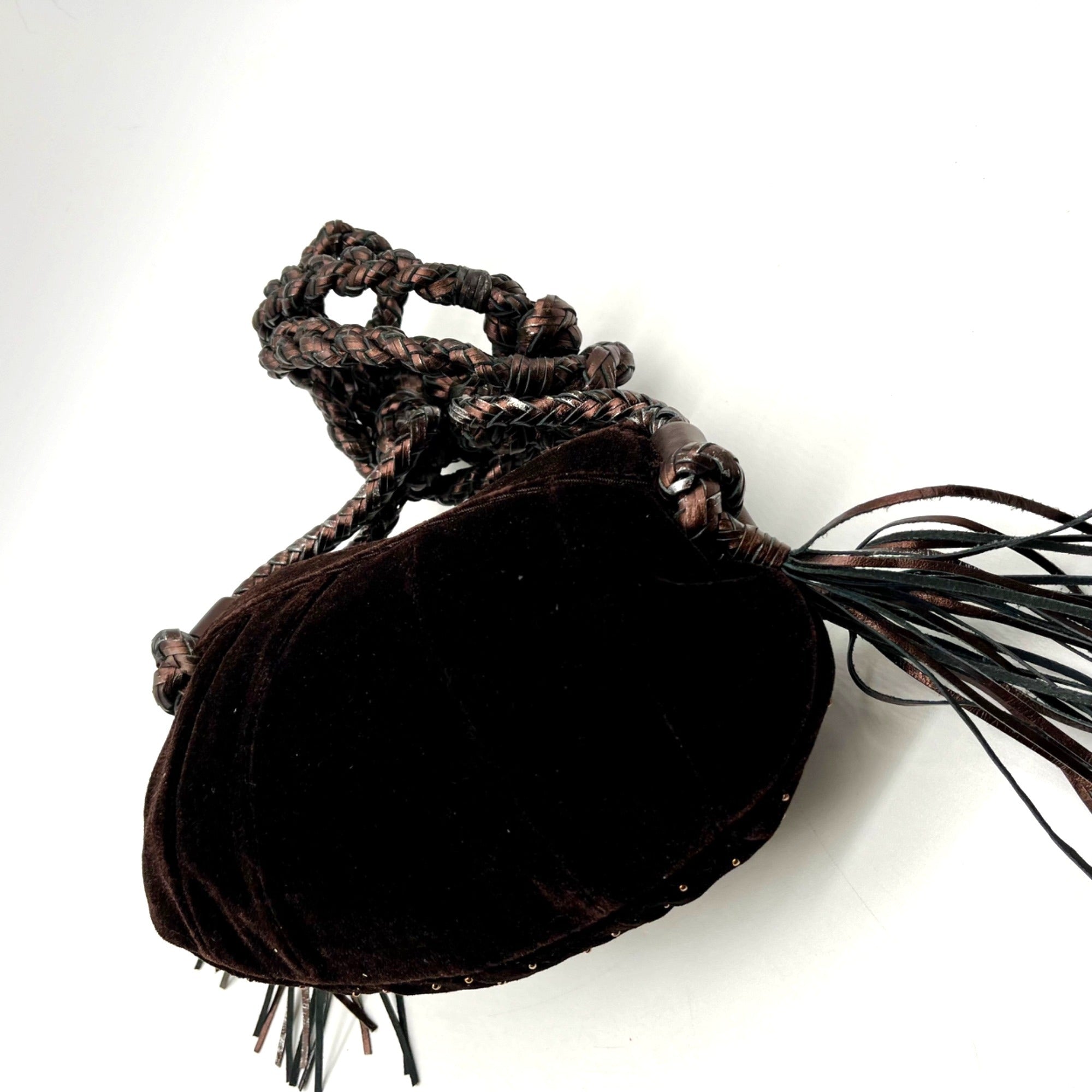 Francesco Brown Suede Embellished Crossbody Bag