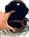 Francesco Brown Suede Embellished Crossbody Bag