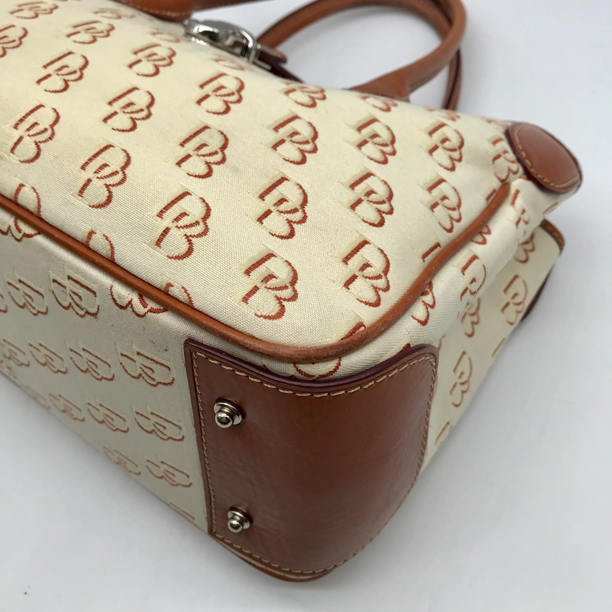 Dooney &amp; Bourke Beige And Brown Signature DB Monogramed Tote Bag