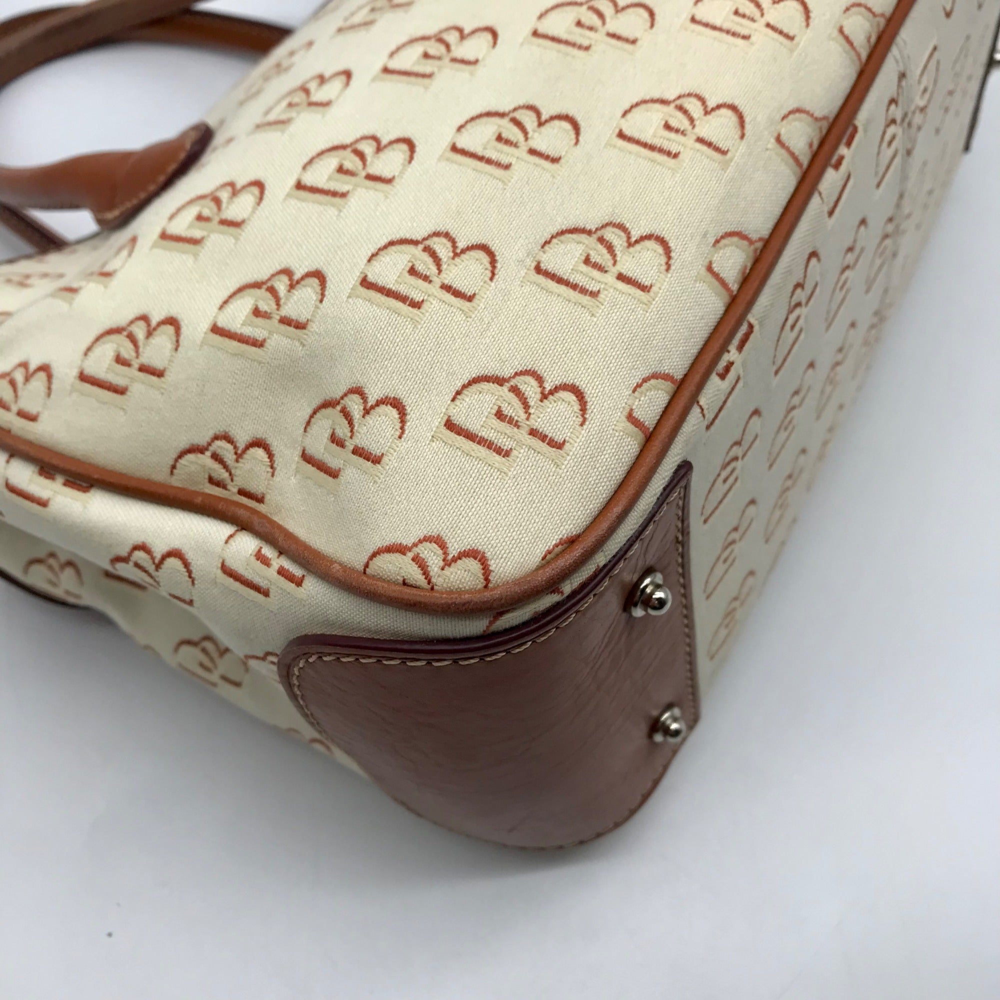 Dooney &amp; Bourke Beige And Brown Signature DB Monogramed Tote Bag
