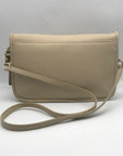 Coach Vintage Beige Leather Convertible Putty Crossbody Clutch 9635