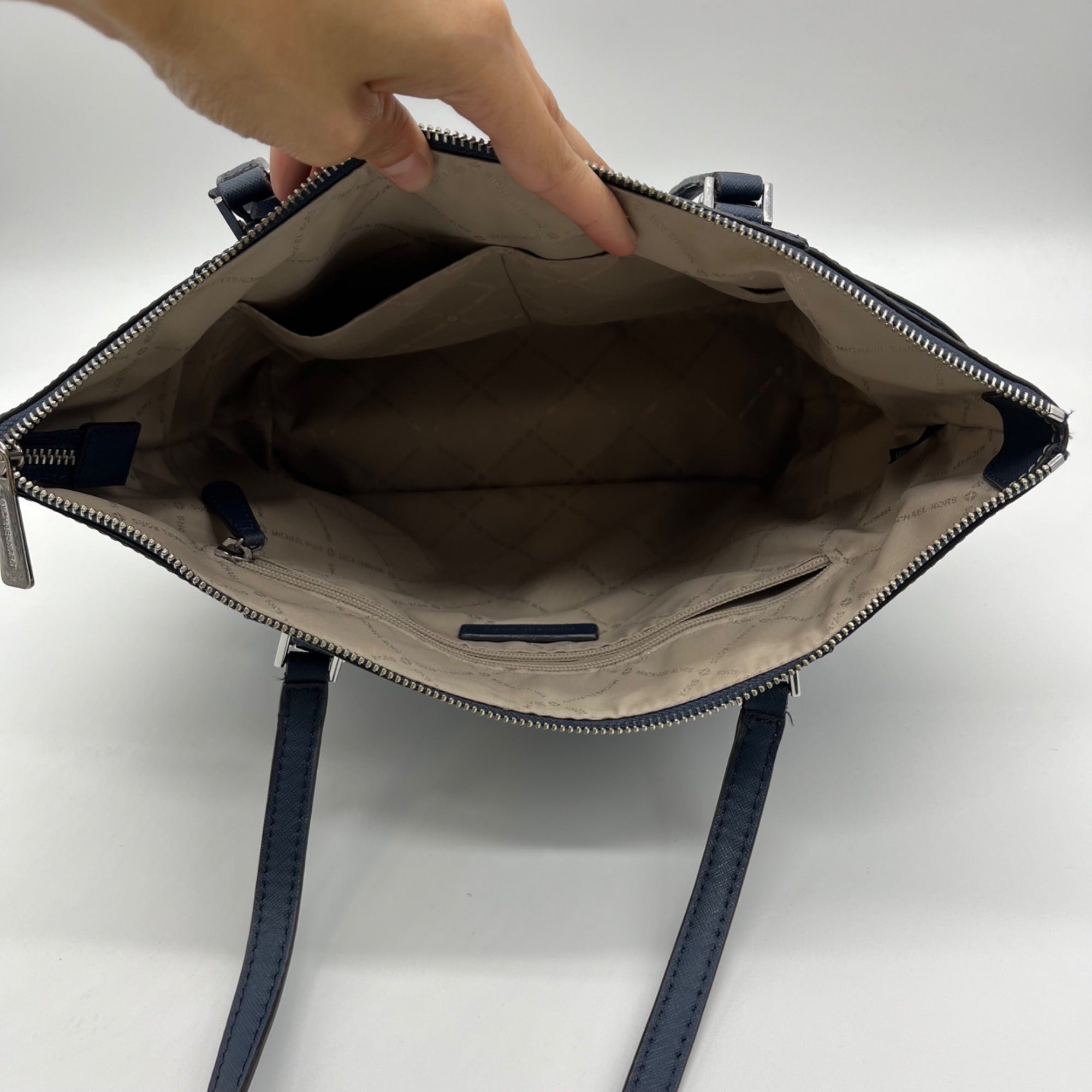 Michael Kors Blue Charlotte Large Tote Zip Tote Bag