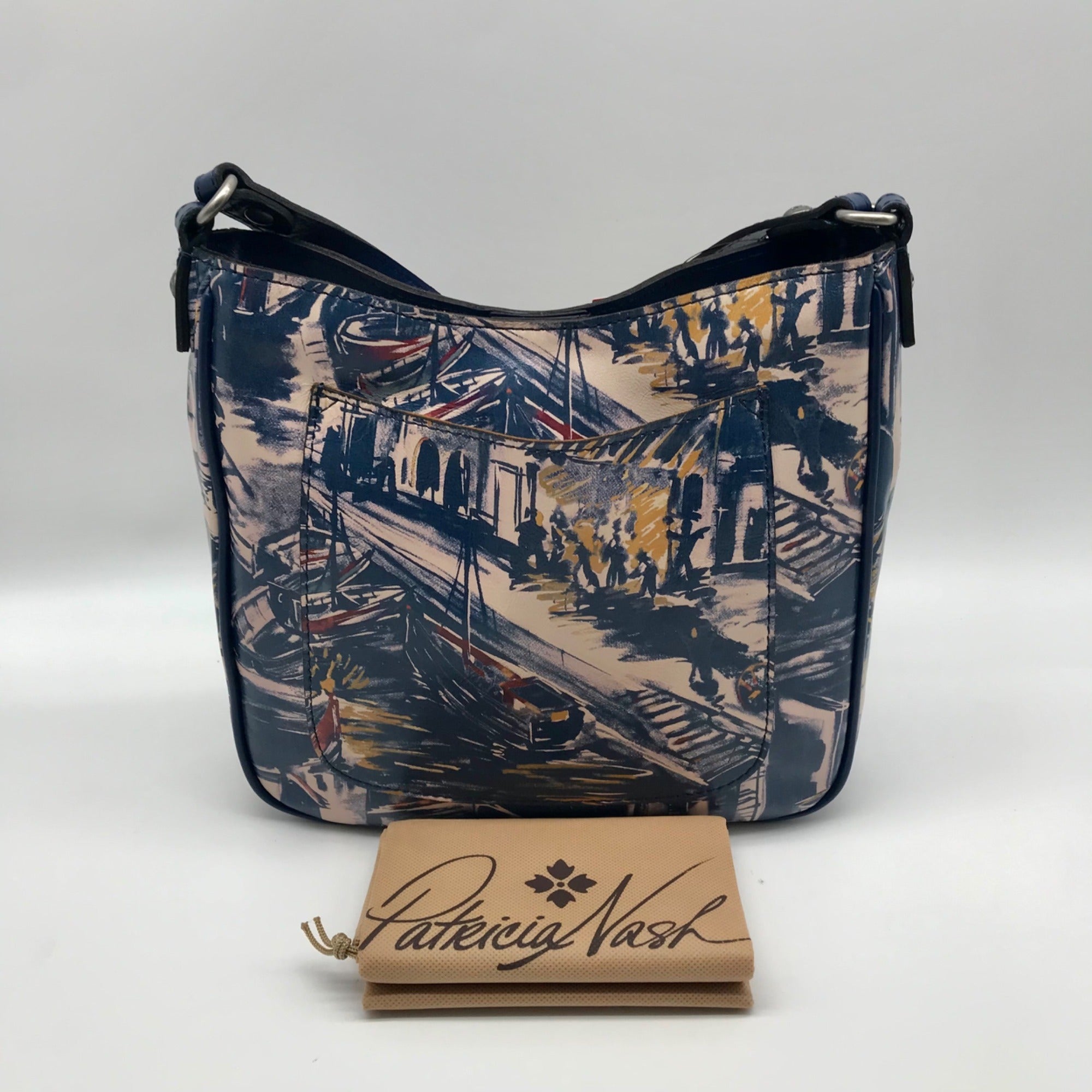 Patricia Nash Harbor Nights Blue Leather Emeline Small Scalloped Crossbody Bag