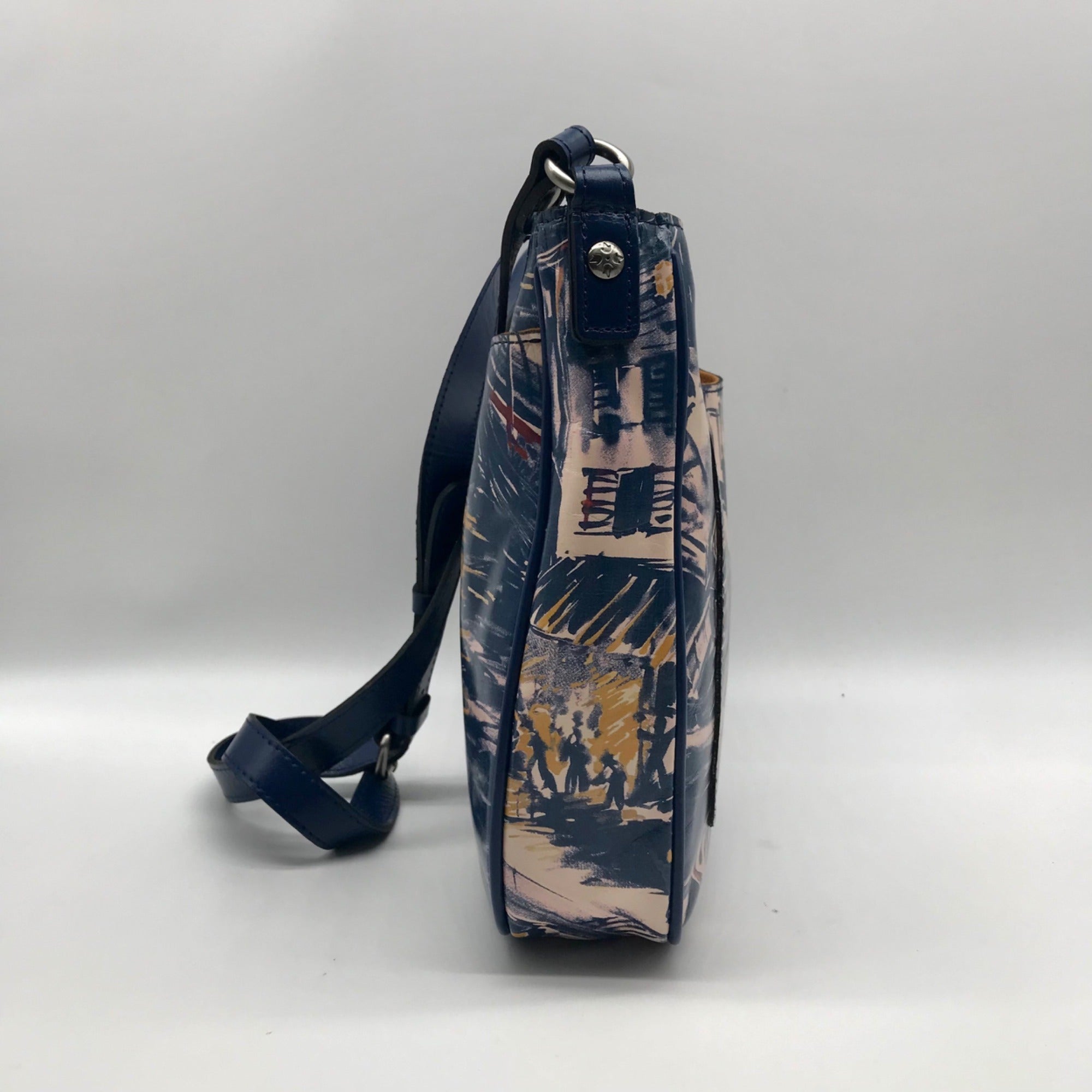 Patricia Nash Harbor Nights Blue Leather Emeline Small Scalloped Crossbody Bag
