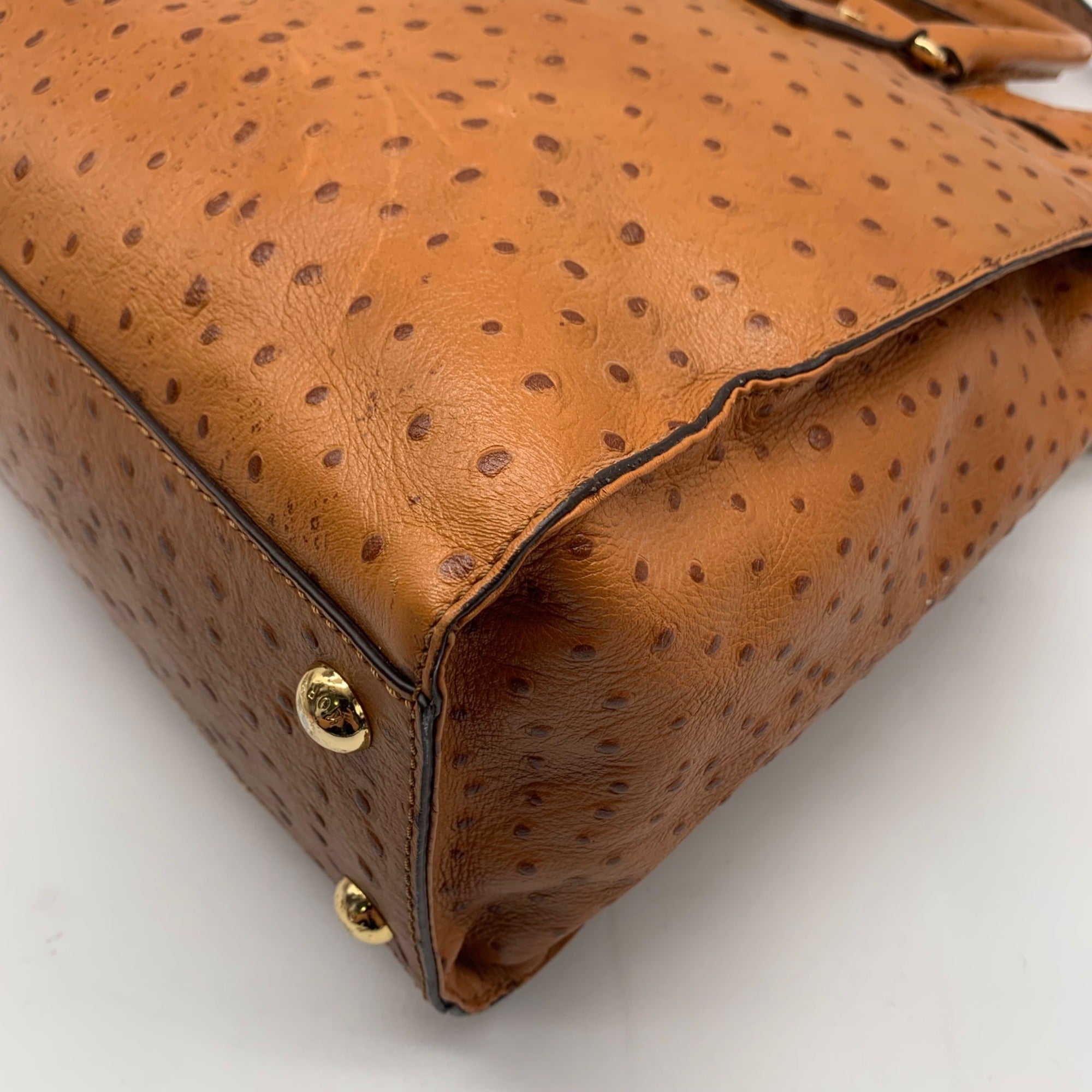 Michael Kors Tan Ostrich Leather Hamilton Tote