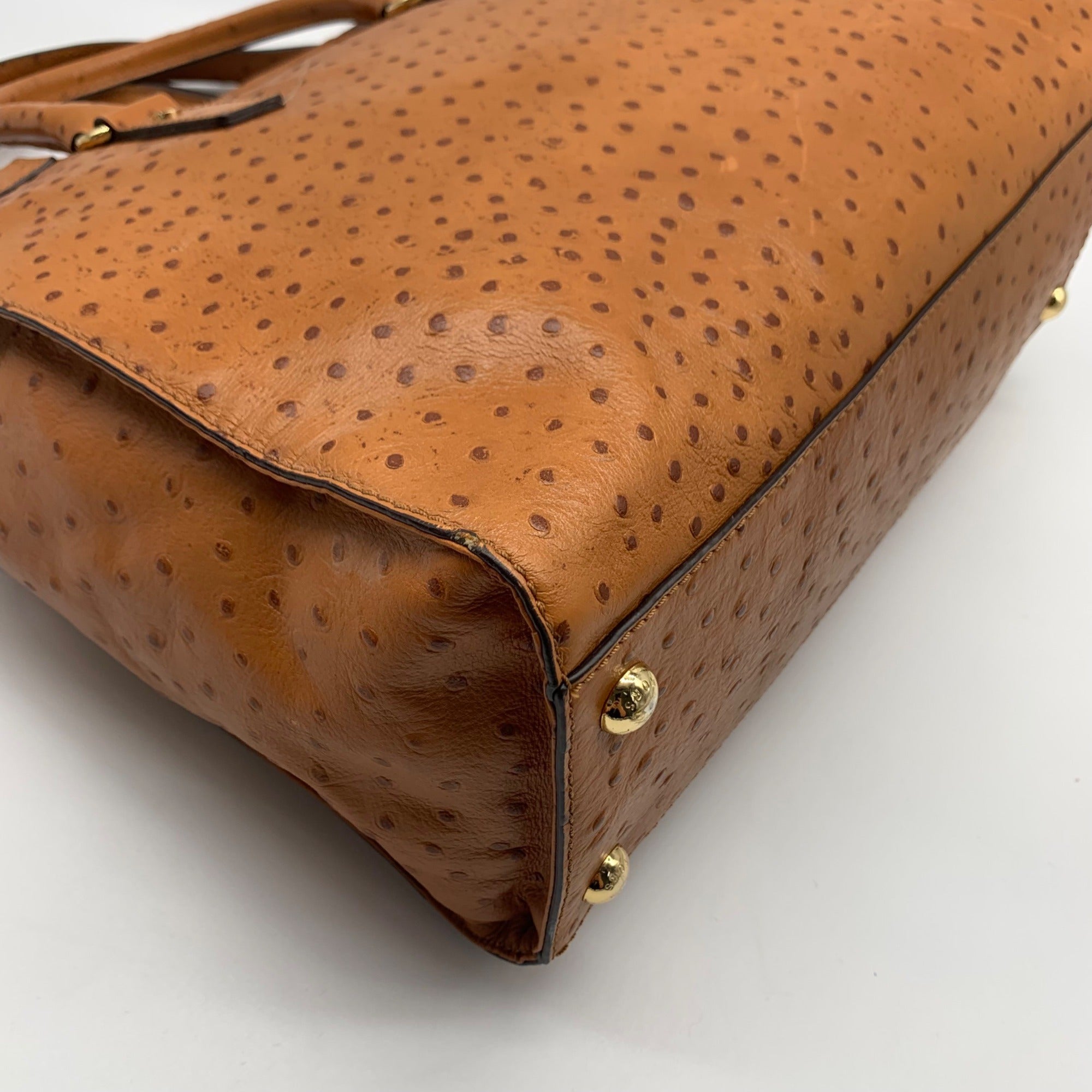 Michael Kors Tan Ostrich Leather Hamilton Tote