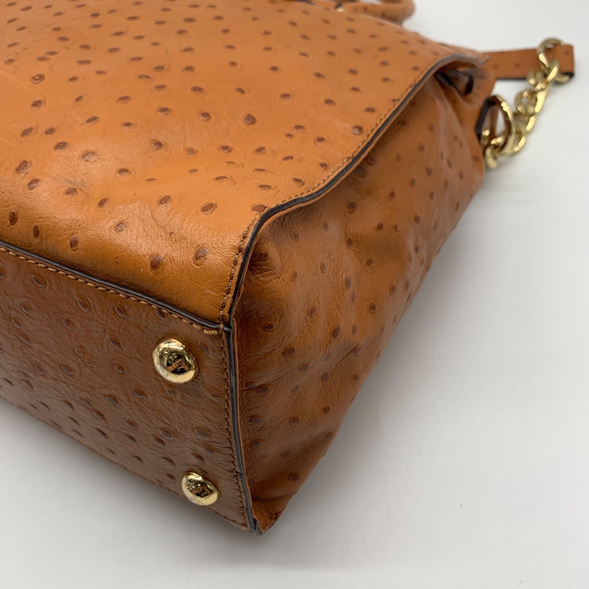 Michael Kors Tan Ostrich Leather Hamilton Tote