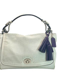 Coach White Leather Perforated Legacy Romy Satchel Bag