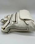 Bueno White Faux Leather Multi-Pocket Crossbody Bag