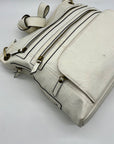 Bueno White Faux Leather Multi-Pocket Crossbody Bag
