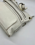 Bueno White Faux Leather Multi-Pocket Crossbody Bag