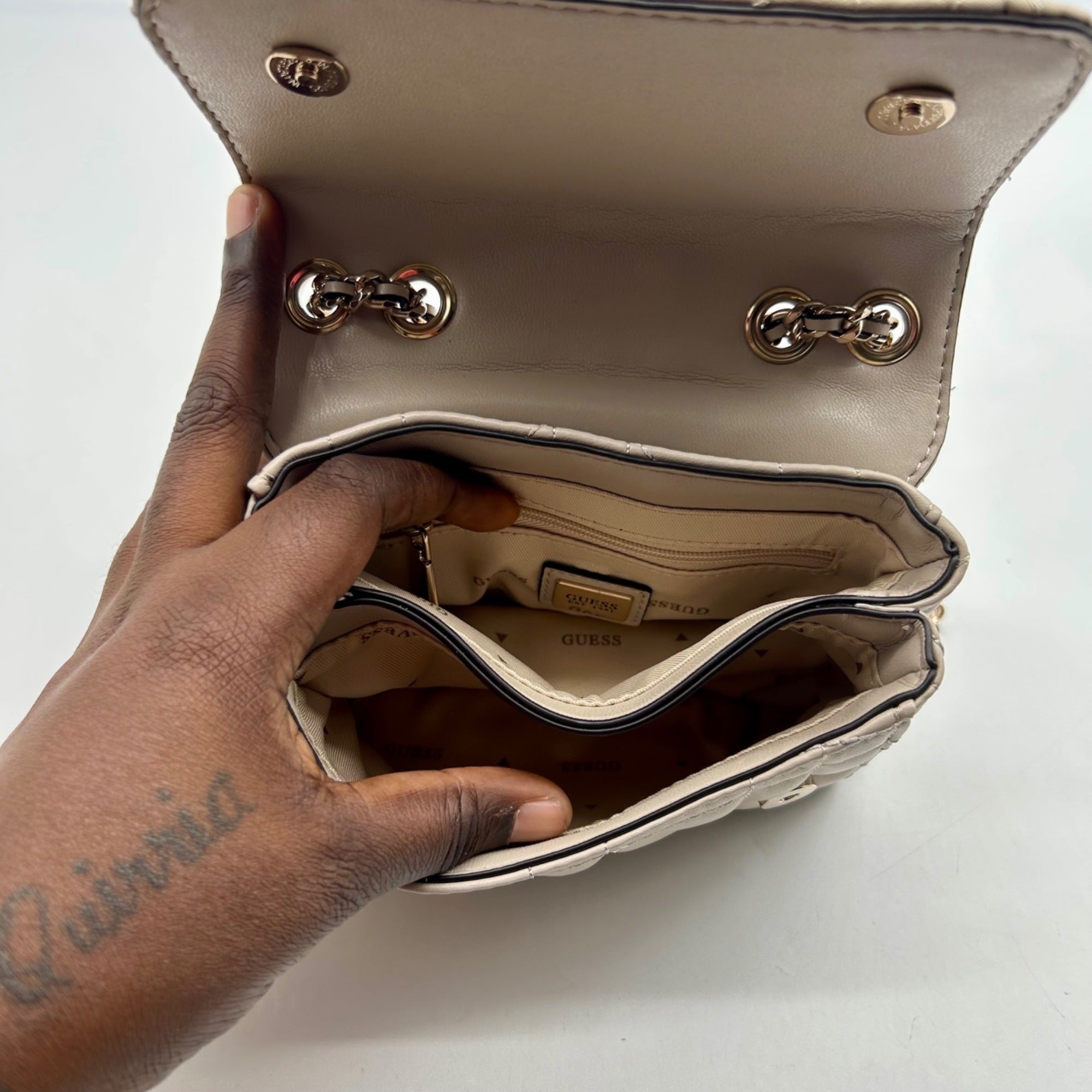 Guess Beige Leather Crossbody Bag