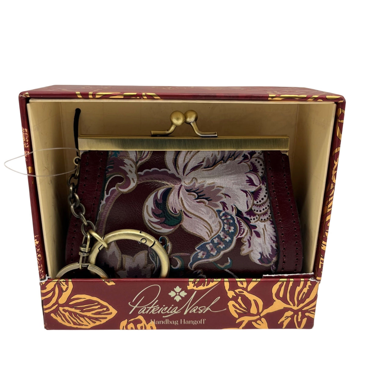 Patricia Nash European Floral Leather Framed Kiss-lock Keychain Wallet