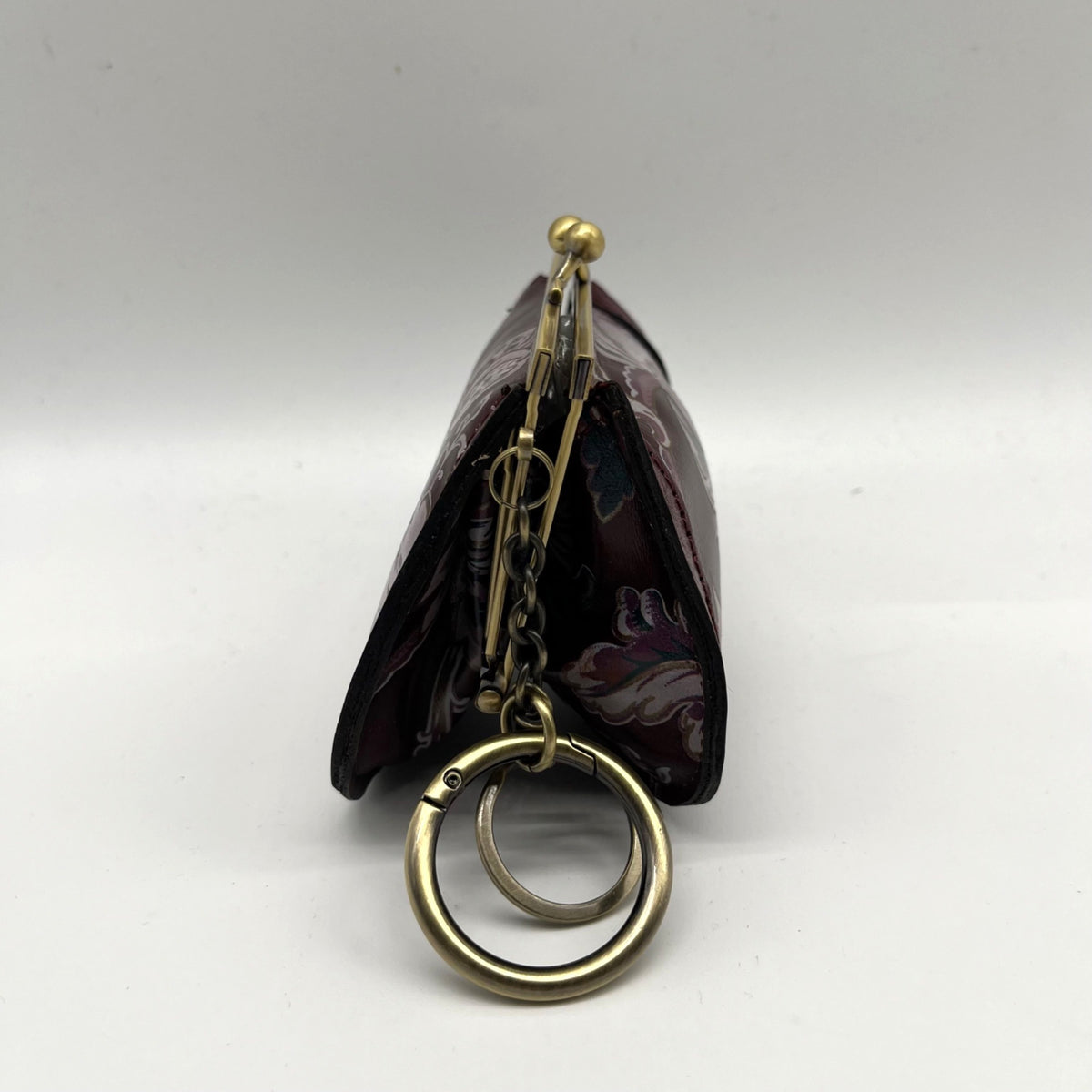 Patricia Nash European Floral Leather Framed Kiss-lock Keychain Wallet