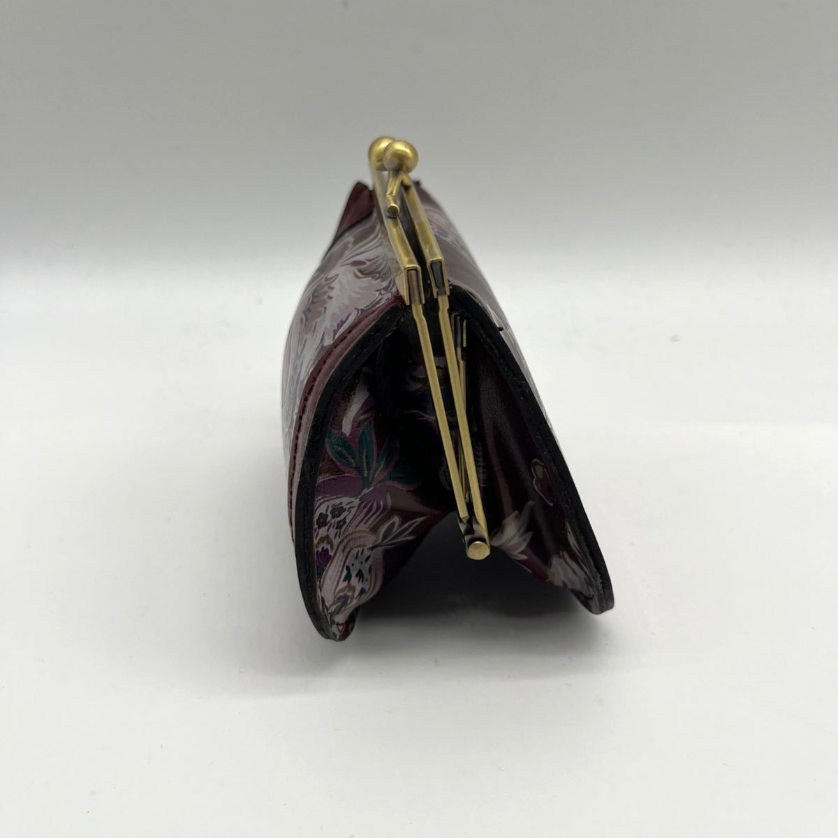 Patricia Nash European Floral Leather Framed Kiss-lock Keychain Wallet